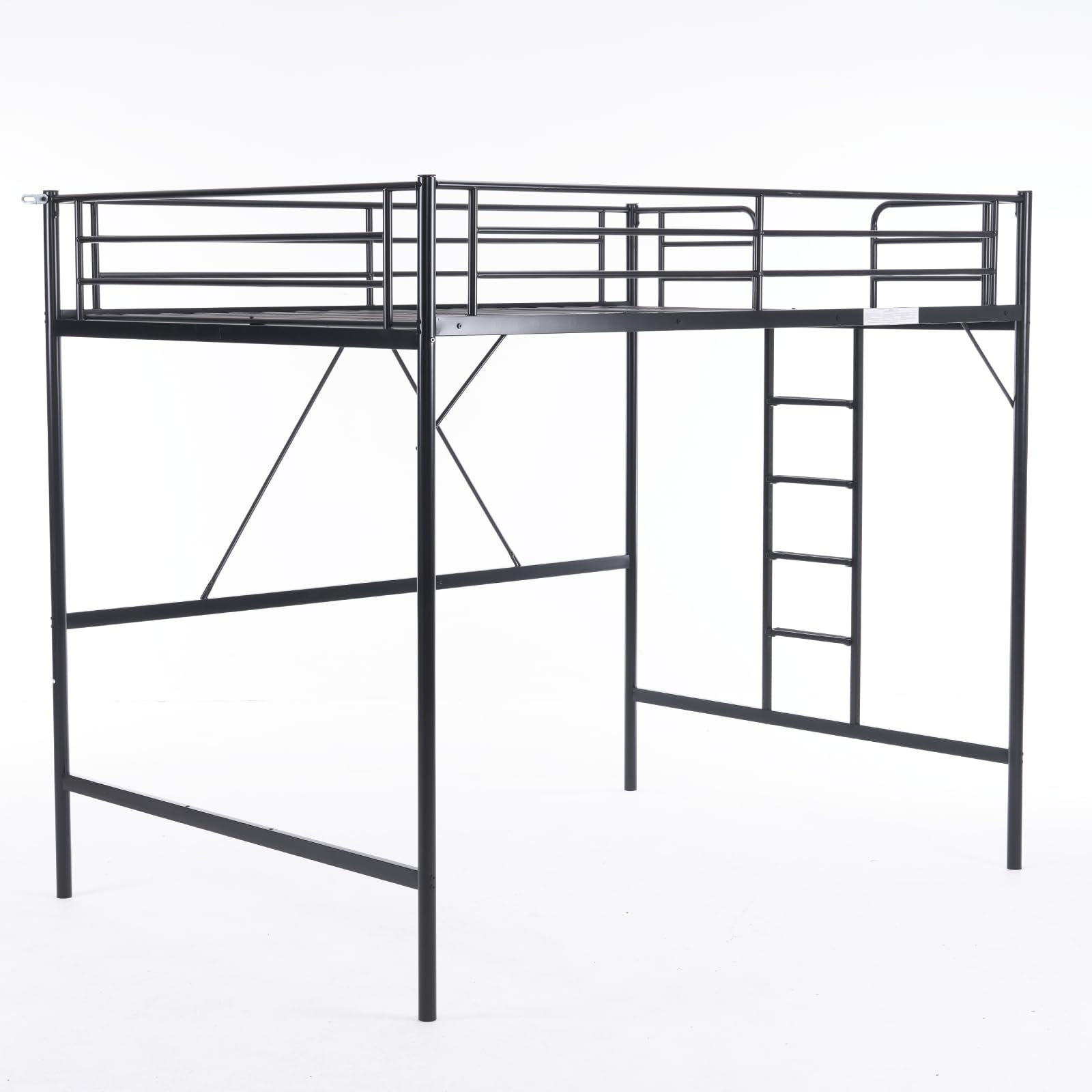 VINGLI Full Size Loft Bed with Flat Rungs - Sturdy Metal Slat Support for Adults, Kids & Teens - No Box Spring Needed - Perfect for Small Spaces, Dorm Rooms & Kids' Bedrooms