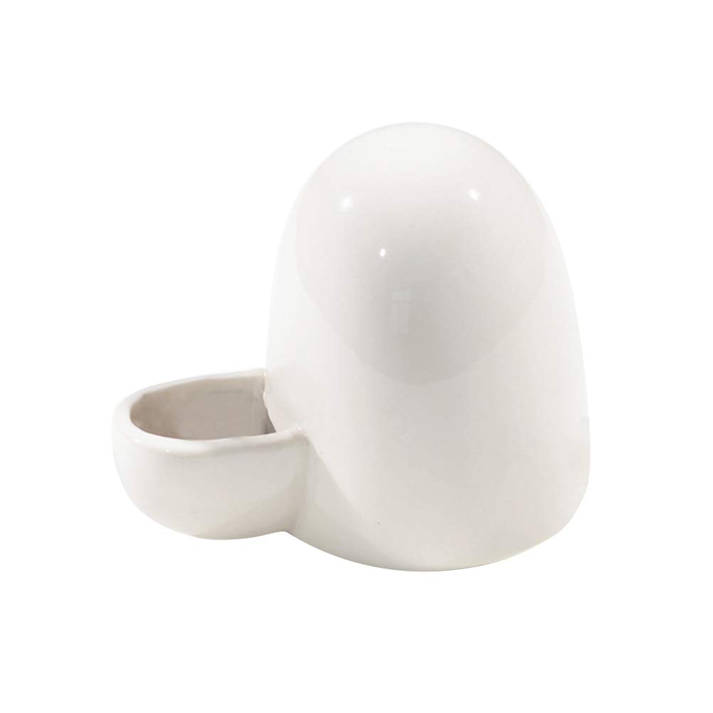 ULTECHNOVO Ceramic Pet Water Feeder - Small Animal Drinking Fountain for Guinea Pigs, Hamsters, Hedgehogs | Leak-Proof Water Bottle & Food Bowl Combo | Perfect for Cages, Travel & Home Use (White)