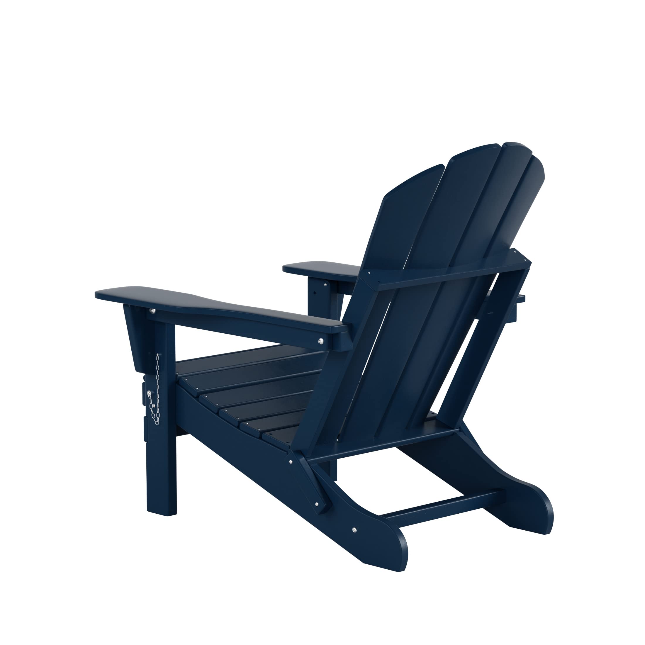Adirondack Chairs Set of 3 with Table - Outdoor Folding Furniture for Garden, Patio & Camping (Navy Blue)