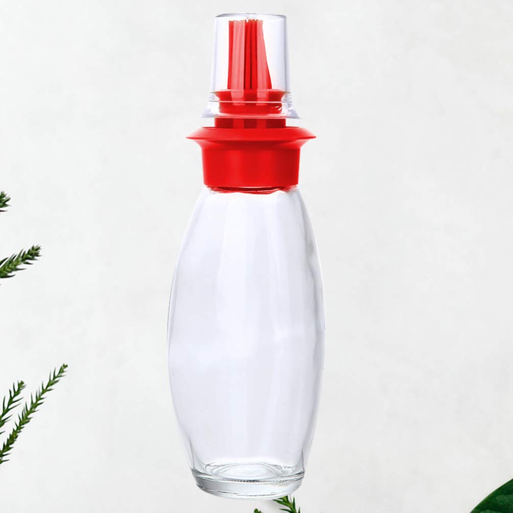 Hemoton Glass Containers - 1pc Glass Terrarium with Silicone Oil Bottle Brush & Pastry Brush for BBQ, Baking and Kitchen Use