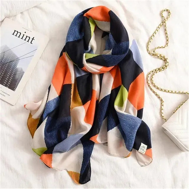 Luxury Striped Scarves for Women - Soft Cashmere & Silk Blend - Elegant Fashion Accessory for Winter, Office & Special Occasions