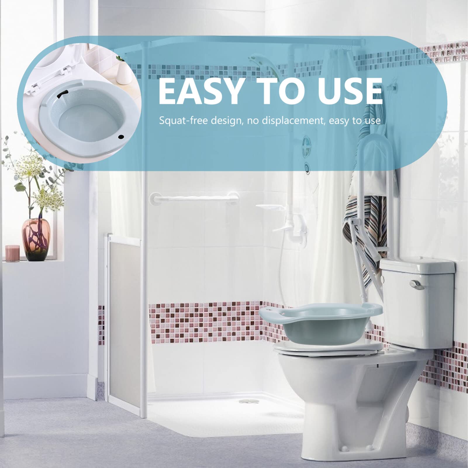 Portable Sitz Bath for Toilet Seat - Postpartum Care & Hemorrhoid Relief Soaking Tub - Ideal for Pregnant Women, Elderly & Post-Surgery Recovery - Blue Wash Basin (Perfect for Postpartum Healing, Hemorrhoid Treatment & Personal Hygiene Care)