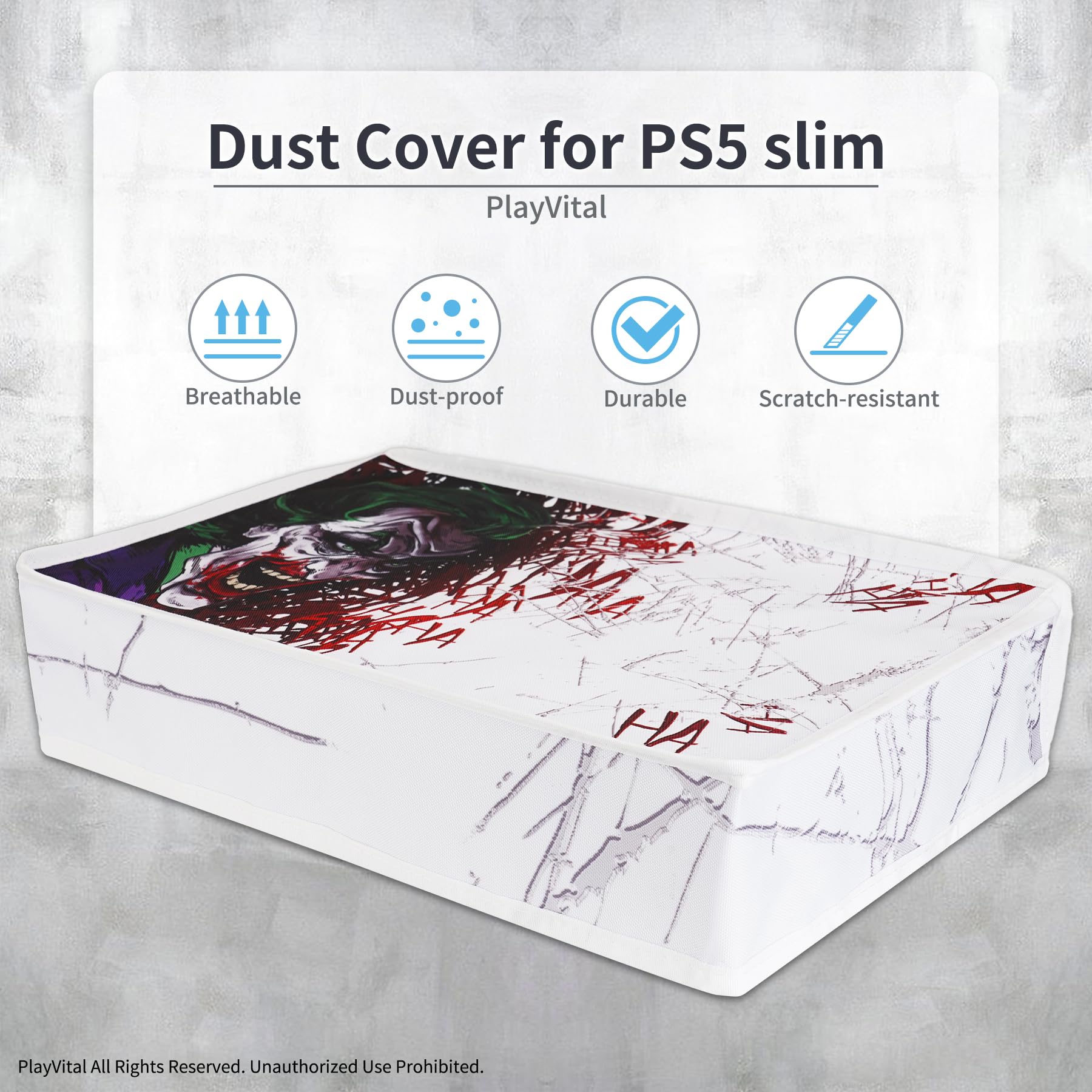 PlayVital Horizontal Dust Cover for PS5 Slim Digital Edition (New Smaller Design) - Nylon Dustproof & Waterproof Protector Sleeve for PlayStation 5 Slim Console - Perfect for Gaming Setup Protection & Travel Storage