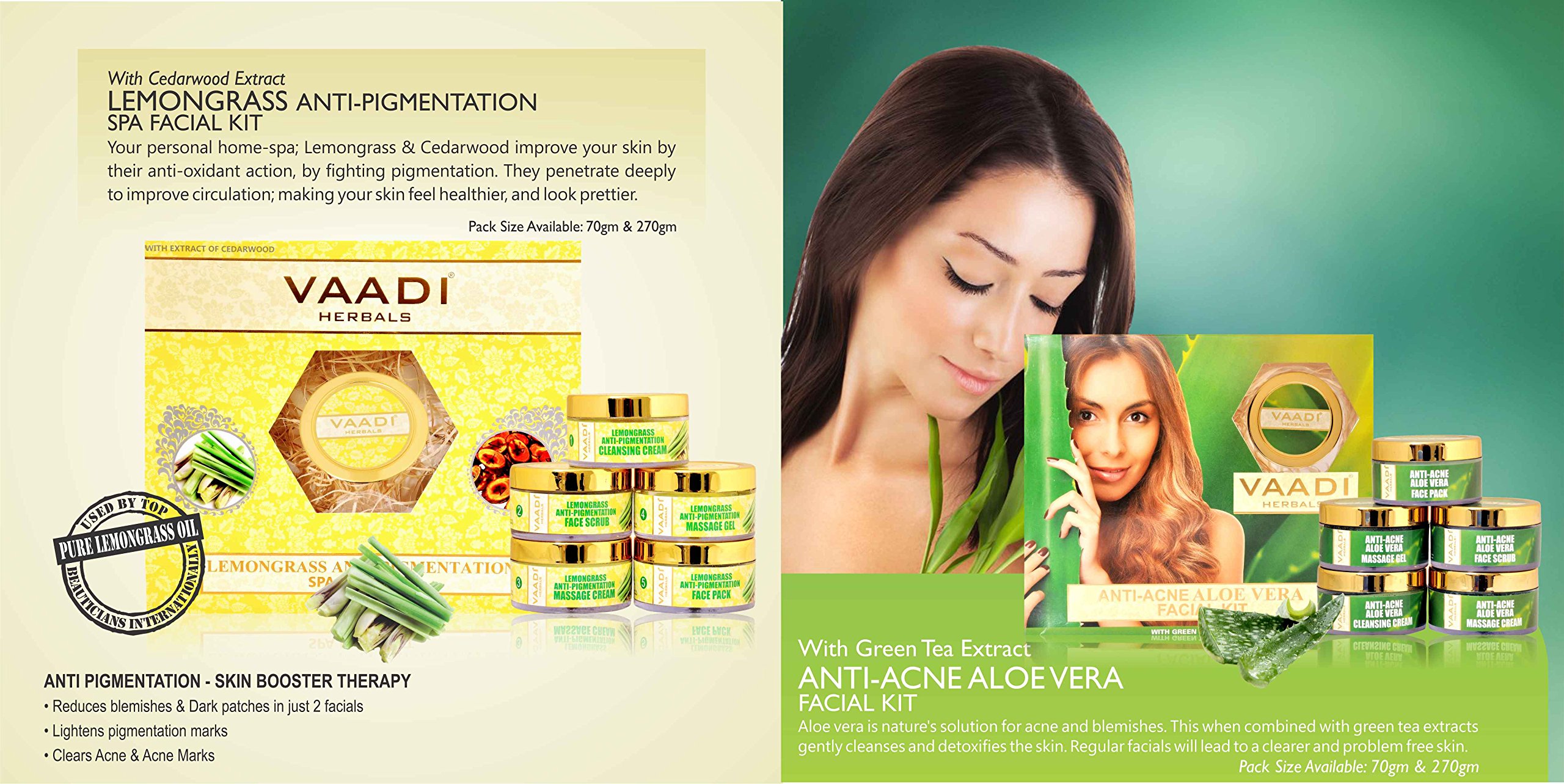 Vaadi Herbals Lemongrass Anti-Pigmentation Face Pack for Brightening & Even Skin Tone - 70g | Natural Dark Spot Remover for Face | Perfect for Daily Skincare & Acne-Prone Skin