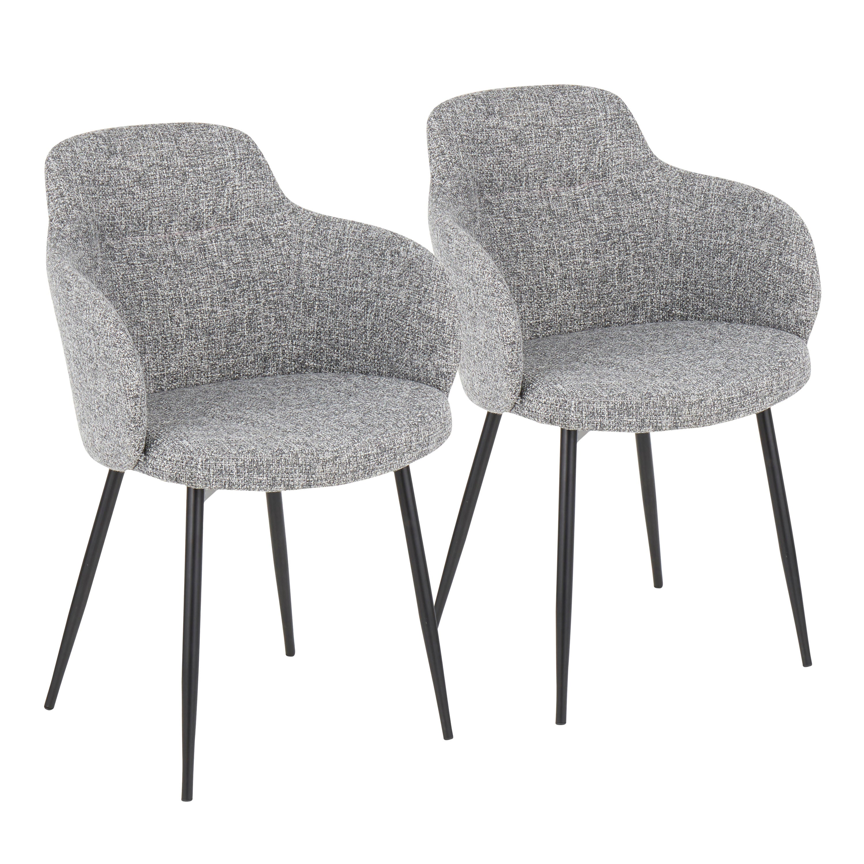 LumiSource Boyne Contemporary Accent Chair Set of 2 - Black Metal Frame with Dark Grey Fabric Upholstery, Modern Living Room Seating for Home Office, Lounge or Bedroom Decor