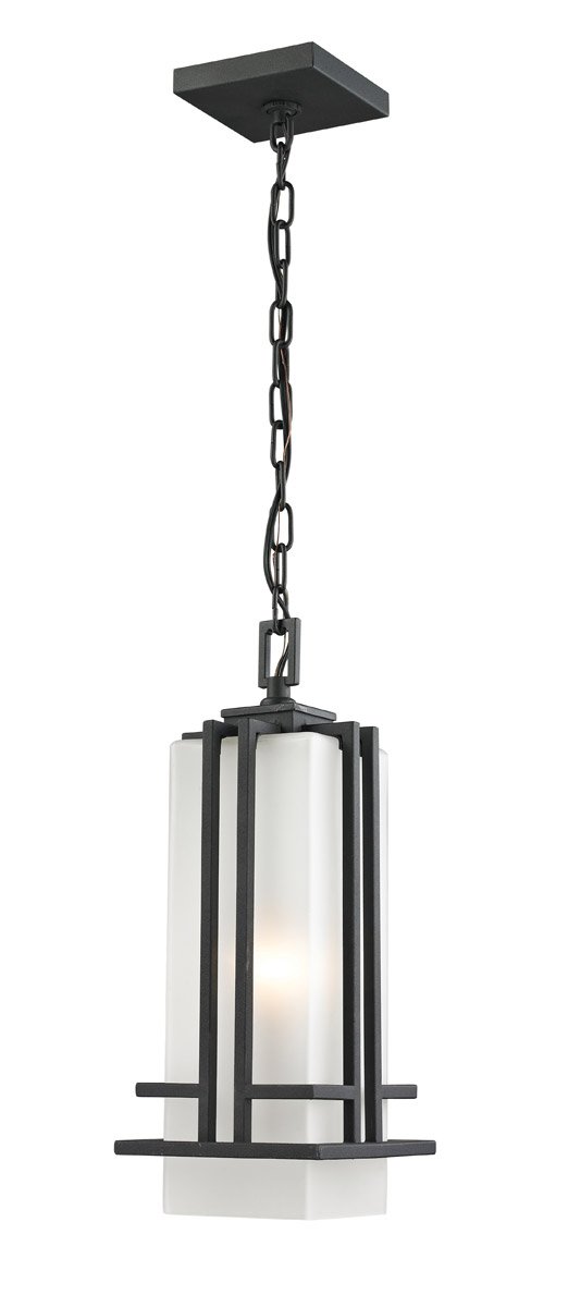 Black Steel Outdoor Pendant Light - 7 Inch Medium Base, 100W Bulb Compatible - Perfect for Patio, Porch & Garden Lighting