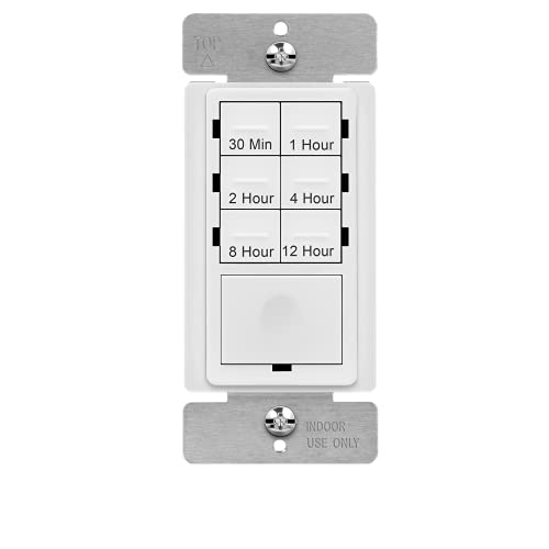 Enerlites HET06 12 Hour Programmable Timer Switch for Outdoor Lights & Sprinklers | 30min-12Hr Adjustable Timer for Fans, Motors & Ventilation | 1/2HP Capacity, Single Pole, UL Listed (White) | Perfect for Patio, Garden & Home Automation