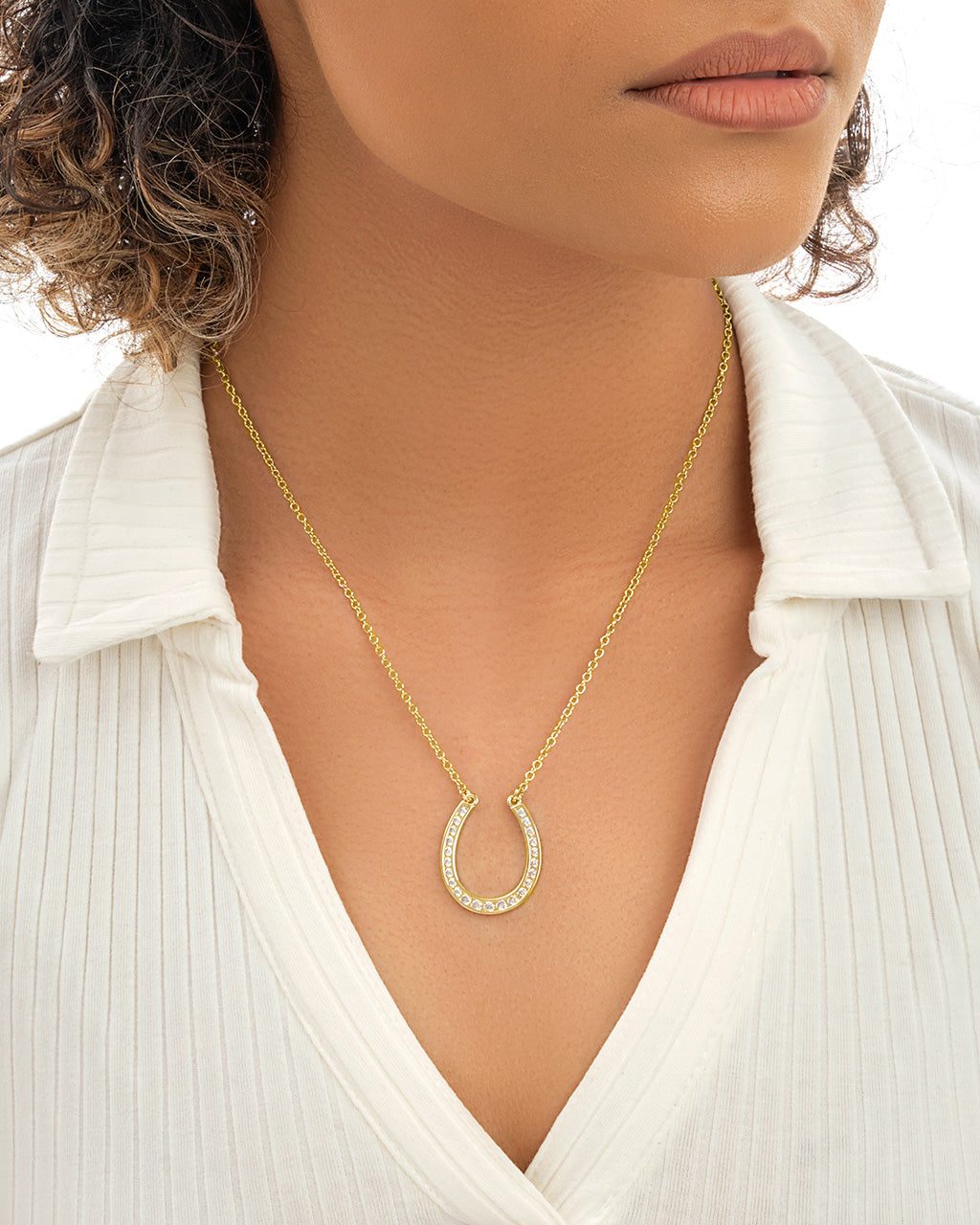 CZ Horseshoe Pendant Necklace for Women - Sterling Silver Lucky Charm Jewelry Gift for Birthday, Anniversary & Everyday Wear