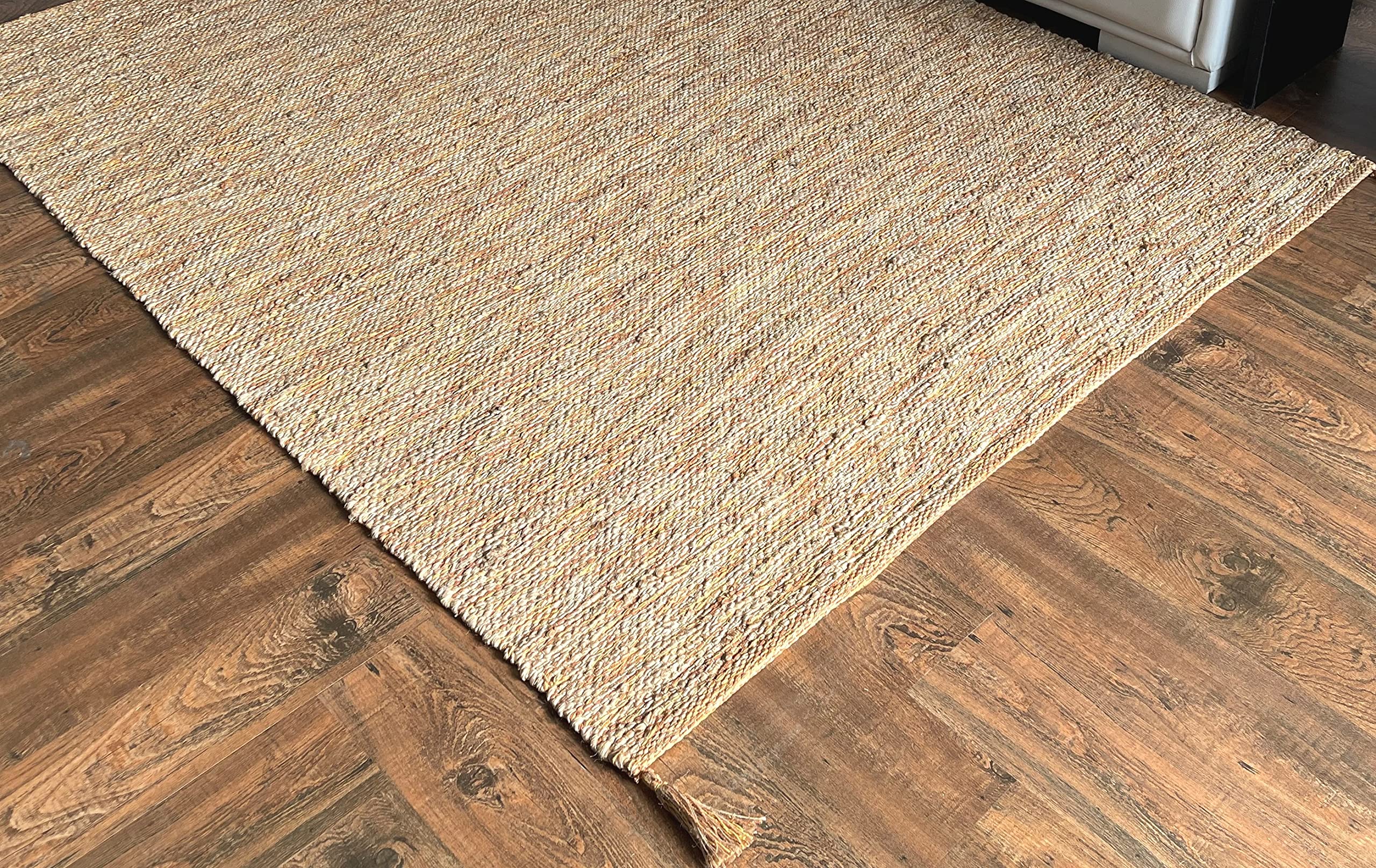 Handmade Saona Hemp & Cotton Natural Fiber Rug - Easy Maintenance 5' x 7' Living Room, Bedroom & Family Room Floor Decor | Eco-Friendly Home Accent for Cozy Spaces
