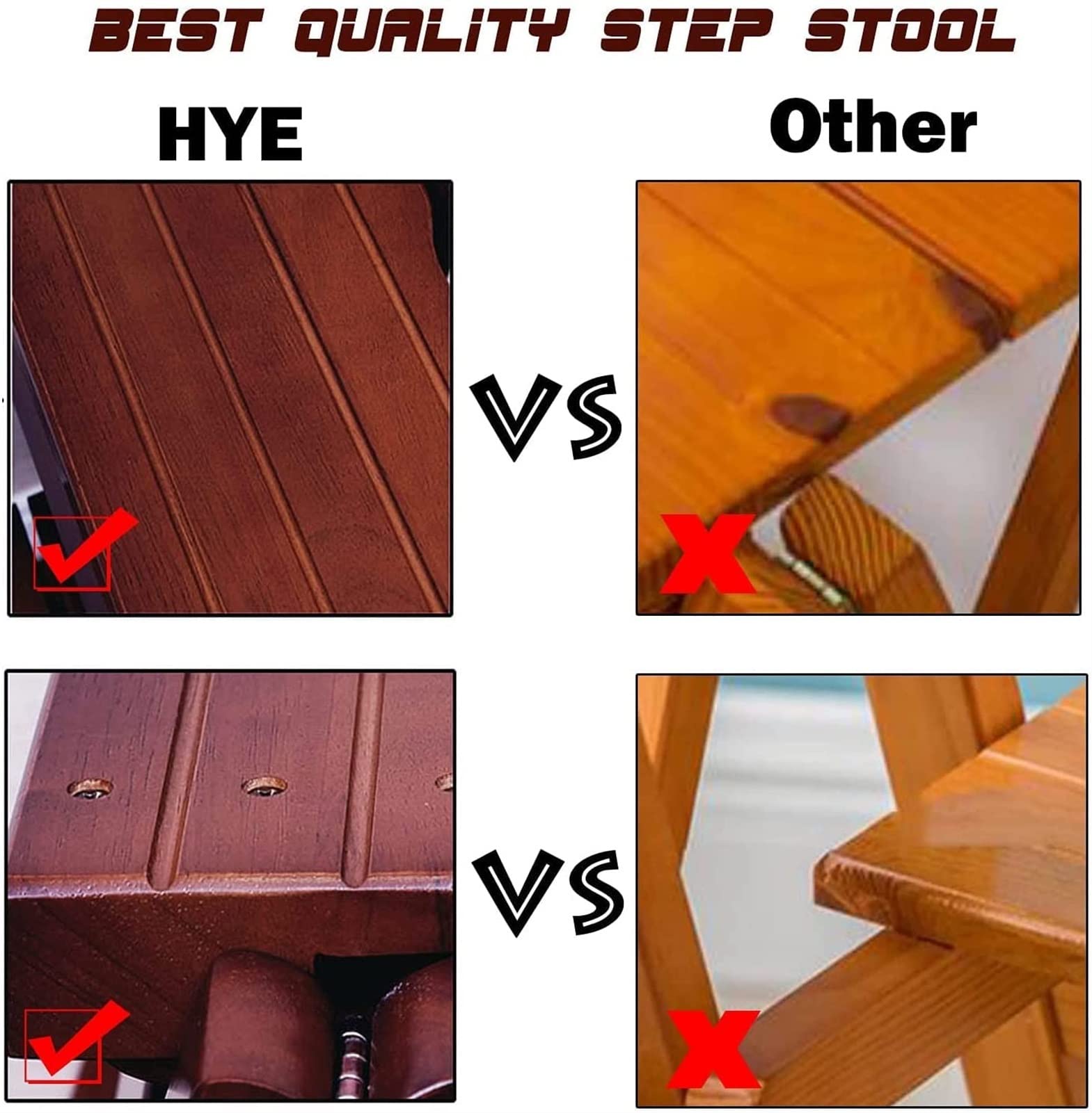2-Step Wooden Folding Ladder - Multifunctional Step Stool for Home, Kitchen, Library & Household Work - Indoor Climbing Stair Chair (Brown) - Perfect for Reaching High Shelves, Organizing Pantries & Home DIY Projects