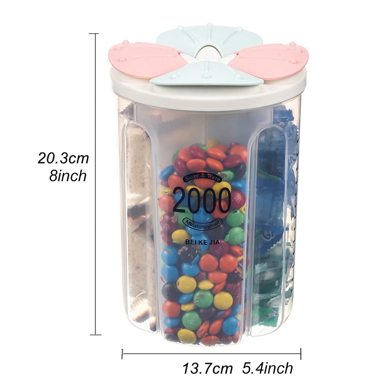 Airtight Food Storage Containers Set - BPA Free Plastic Kitchen Canisters for Flour, Sugar, Rice & Cereal (2000ml, 4-Piece, 2 Colors) - Perfect for Pantry Organization & Meal Prep