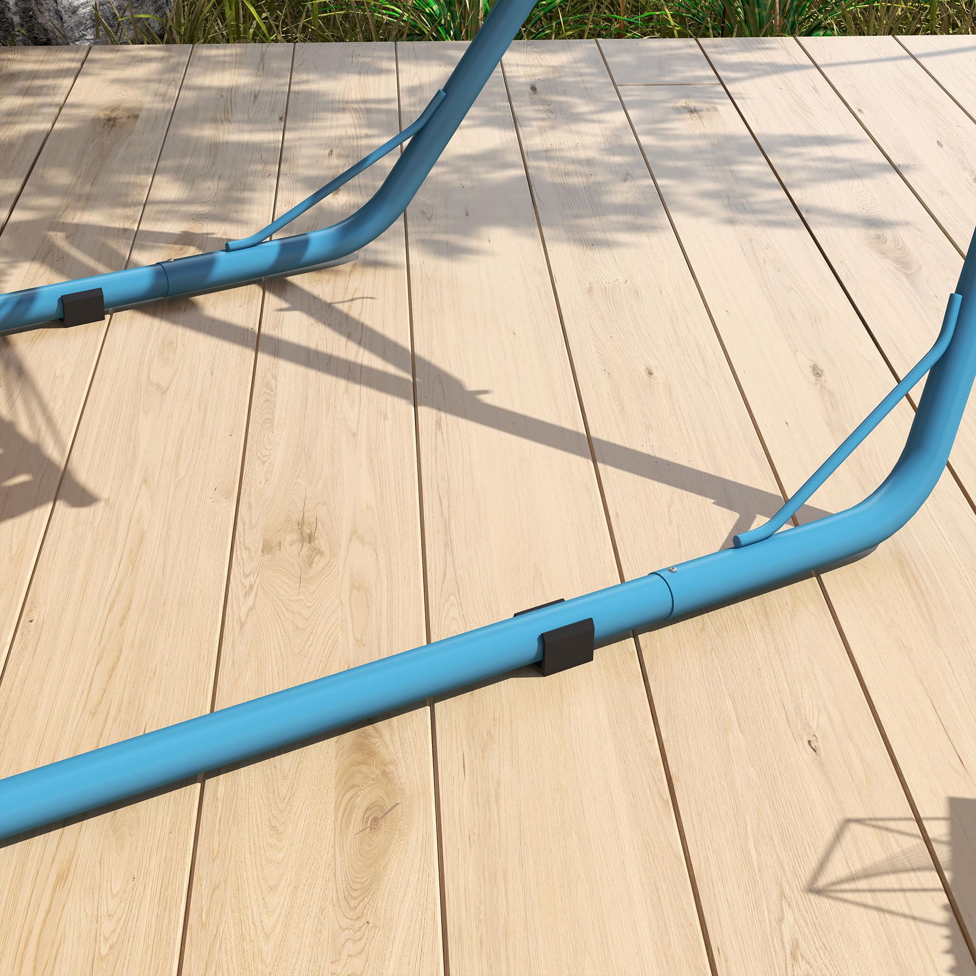 Outsunny 2-Person Portable Hammock Stand - Adjustable Steel Frame with Weather-Resistant Finish for 9-14ft Hammocks (550 lbs Capacity, Blue) - Perfect for Backyard, Patio, Camping & Beach Relaxation