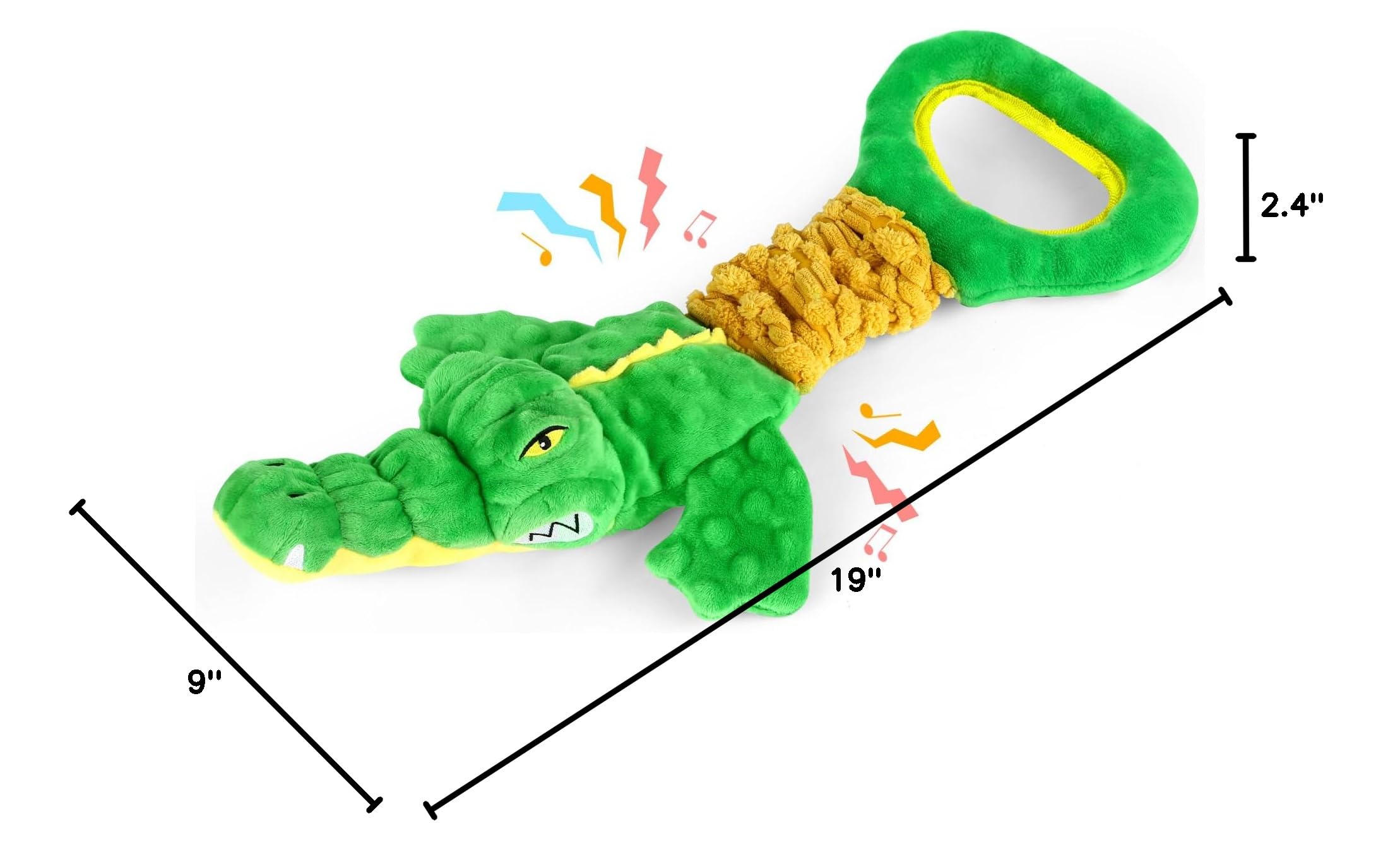 Durable Large Dog Toys - Plush Squeaky Chew Toy with Crinkle Paper & Tug Rope Handle | Interactive Puppy Toys for Small, Medium, Large Breed Dogs | Perfect for Indoor Play, Training & Bonding Time