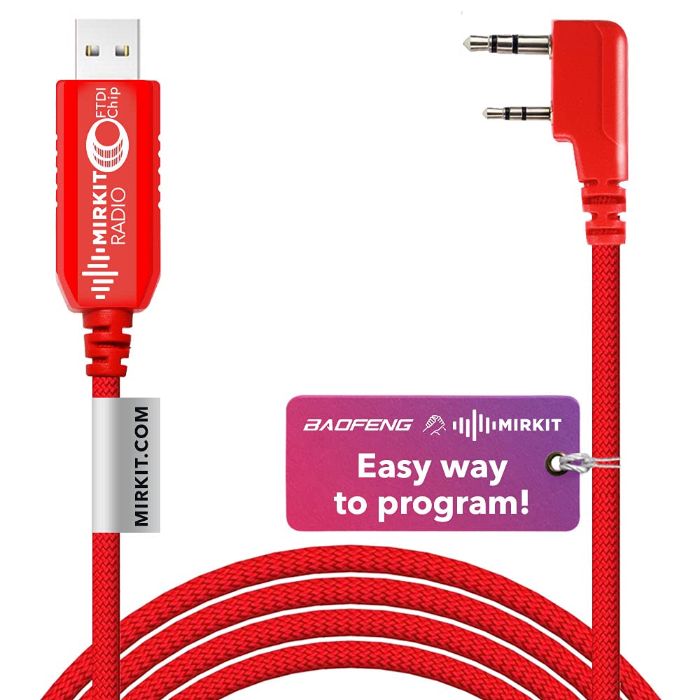 FTDI USB Programming Cable Model 3 Red - Compatible with Baofeng, Wouxun, Kenwood, Archell, Retevis Radios - Firmware Update & Flashing Tool for Ham Radio Enthusiasts - Perfect for Programming, Troubleshooting, and Customizing Your Two-Way Radio