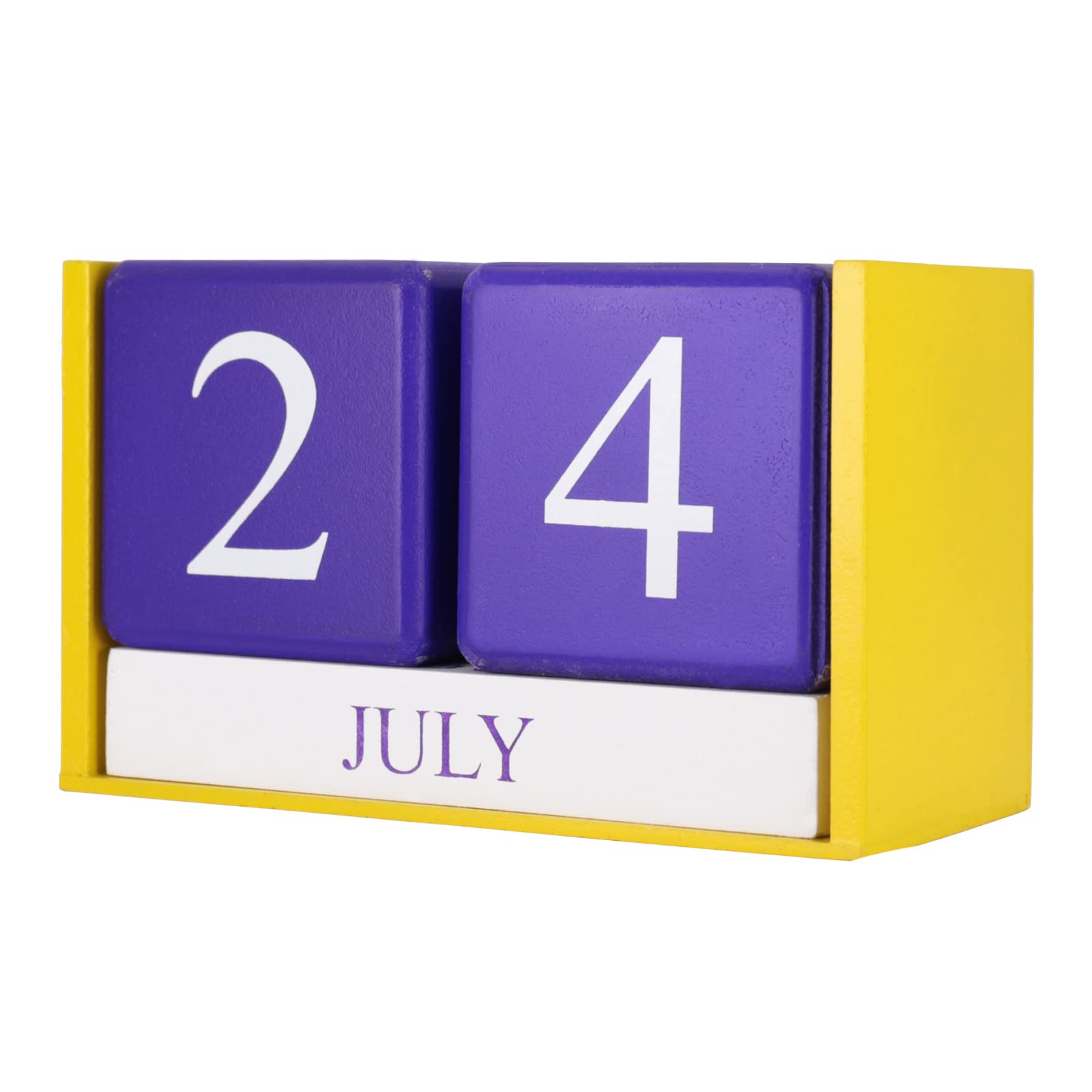 YUUFUU Wooden Perpetual Desk Calendar Blocks - Cute Desktop Accessories for Home & Office, Wooden Month/Date Display, Unique Gift for Women & Men (Purple & Yellow) - Perfect for Desk Organization, Planner Lovers & Thoughtful Gifting