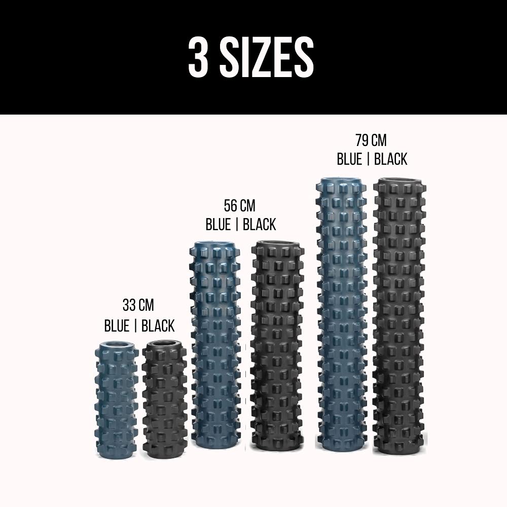 RumbleRoller Extra Firm Textured Foam Roller for Deep Tissue Massage - Black Compact Muscle Recovery Tool for Athletes, Gym & Home Workouts
