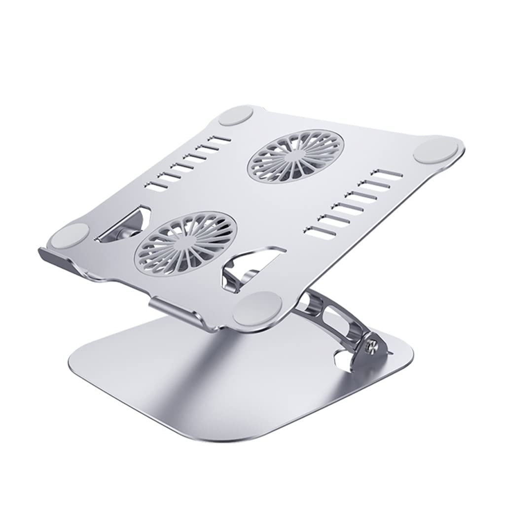 FKSDHDG Aluminum Alloy Laptop Cooling Stand with Dual USB Fans - Foldable & Silent Notebook Computer Riser for Home, Office & Gaming Use