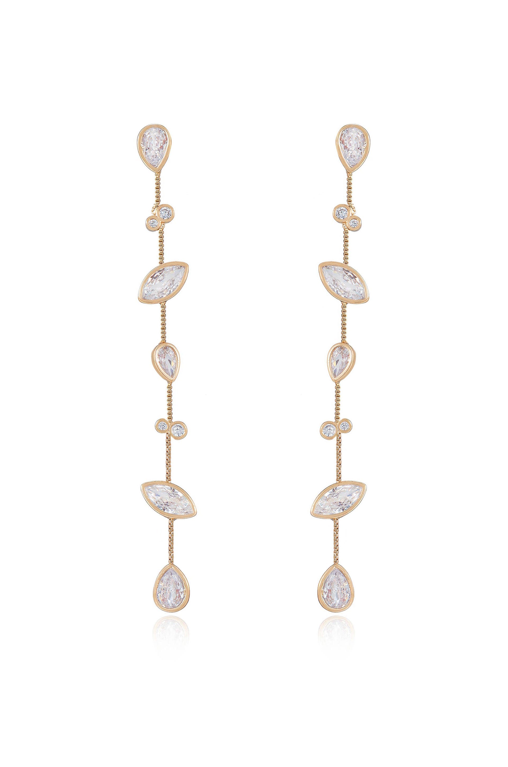 Elegant Falling Bezel Crystal Dangle Earrings for Women - Sparkling Fashion Jewelry for Party, Wedding & Evening Events