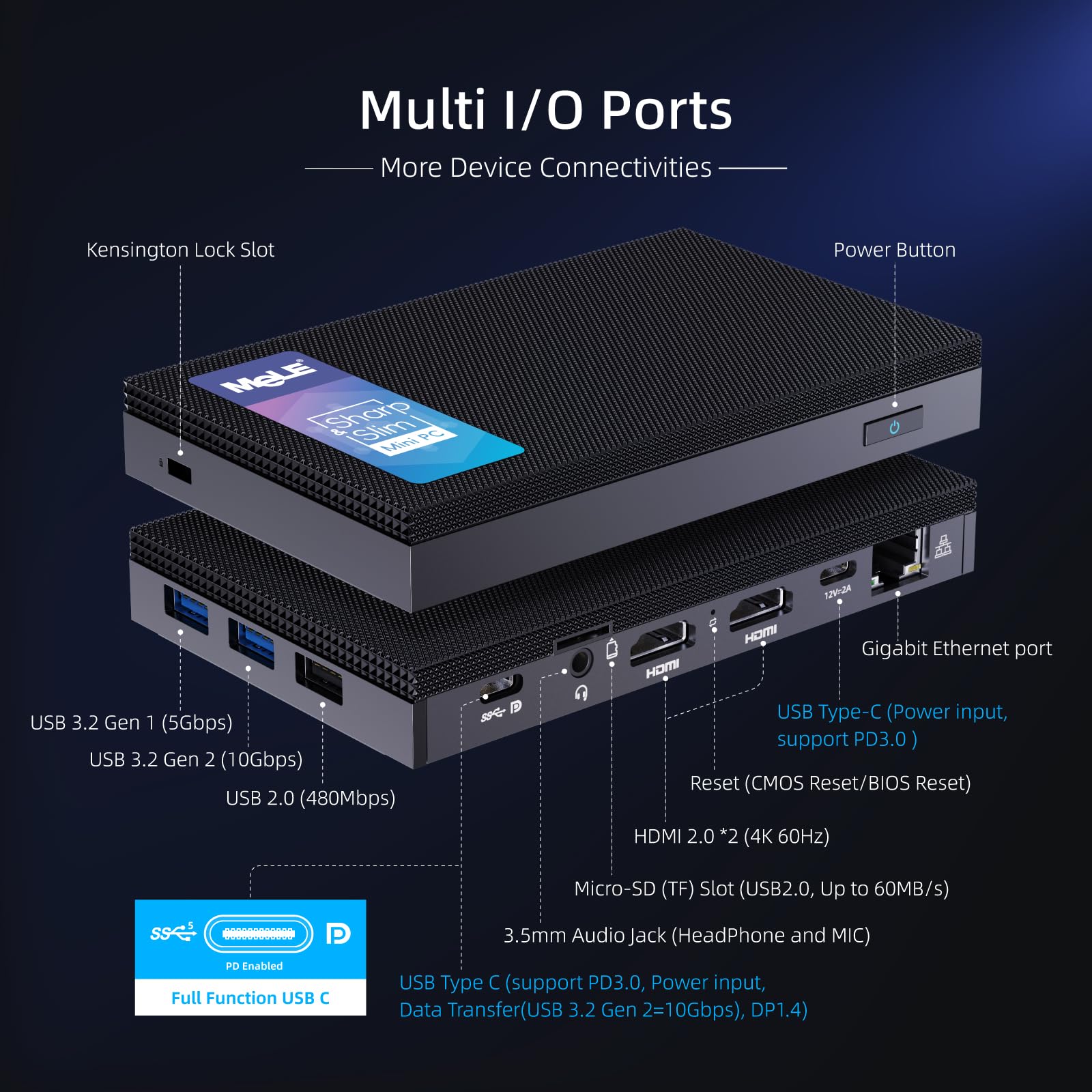 MeLE Quieter4C Fanless Mini PC - 16GB DDR4 RAM, 512GB SSD, Intel Alder Lake N100 (Up to 3.4GHz) - Compact Desktop Computer with USB-C, Dual HDMI 4K@60Hz, Triple Display Support & VESA Mount - Perfect for Home Office, Business, and Digital Signage