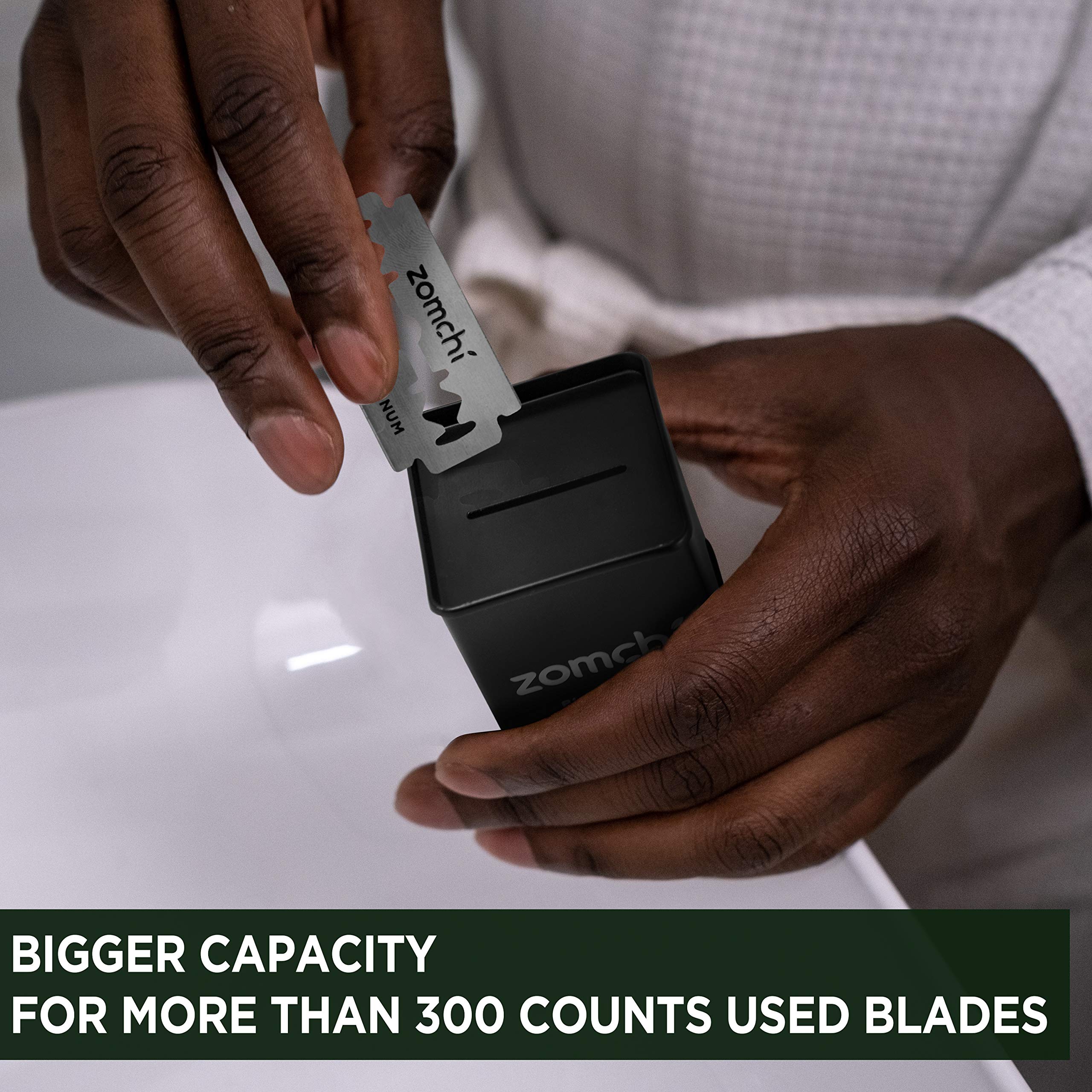 ZOMCHI Safety Razor Blade Bank - Secure Storage & Disposal Case for Double Edge Razor Blades (Black) | Perfect for Home, Salon, and Travel Use