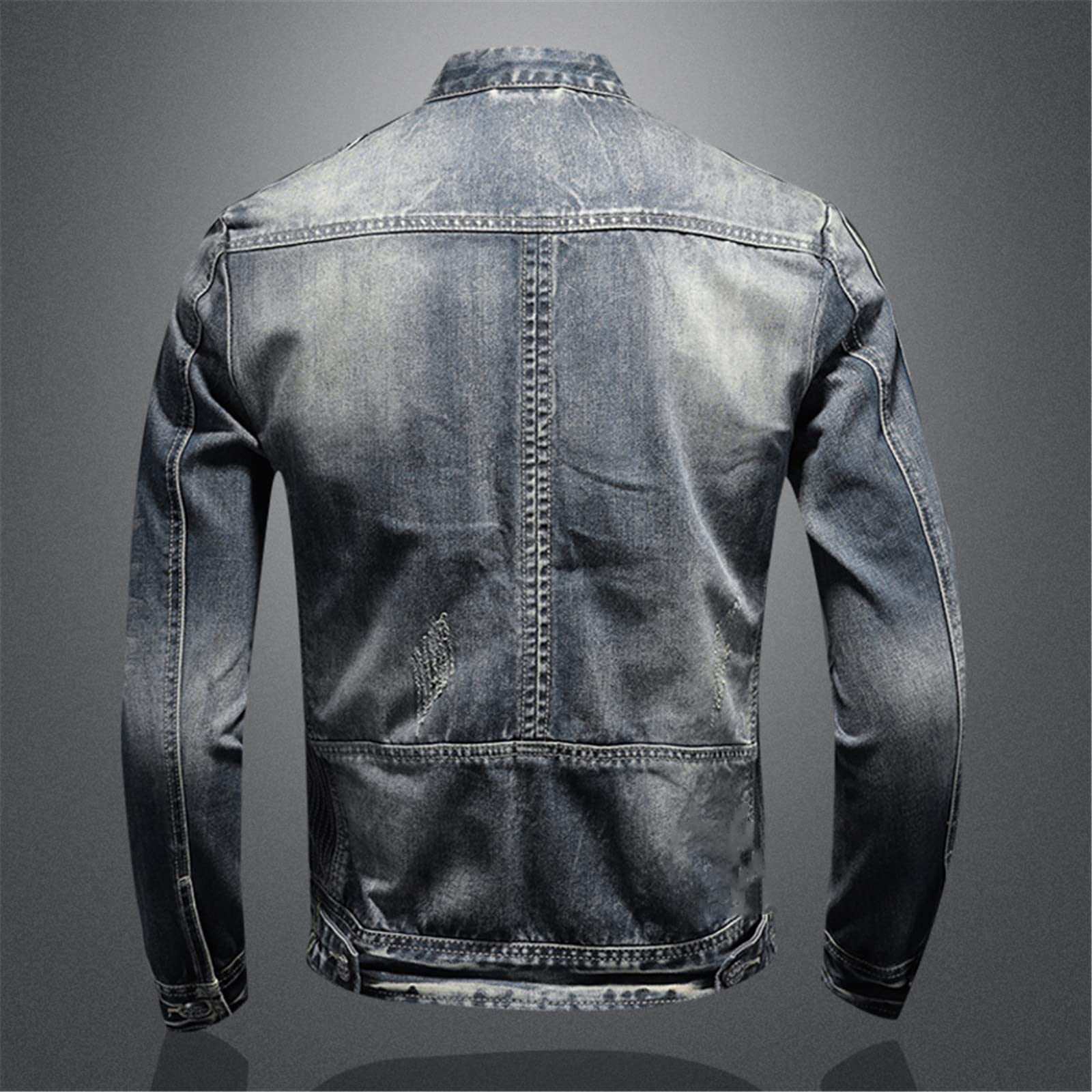 Men's Spring & Autumn Denim Jacket - Solid Color Long Jean Coat with Zippers | Casual Wear, Motorcycle Riding, Outdoor Activities