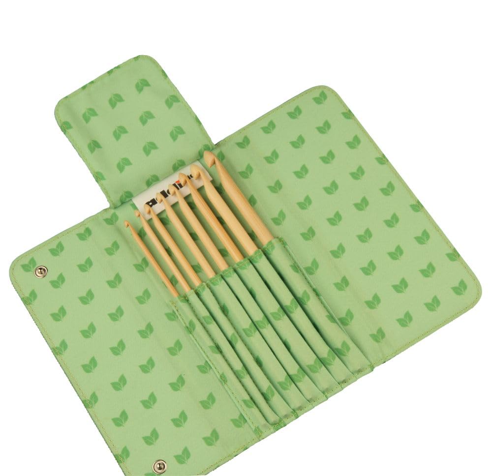 Addi 540-2 Click Set - Premium Bamboo Crochet Hooks with Case, Green (19 x 11 x 2 cm) for Knitting, Crocheting & DIY Crafts - Perfect for Beginners & Professional Yarn Artists