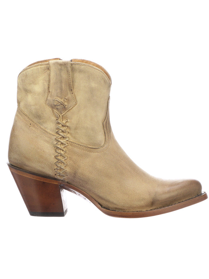 Lucchese M6006 Women's Avery Cross Stitch Bootie Pearl Bone - Stylish Western Booties for Casual Outfits & Country Events