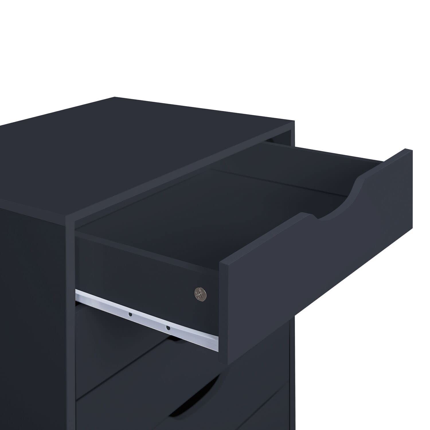 Naomi Home 7-Drawer Rolling File Cabinet - Black Office Storage Organizer with Wheels, 180 lbs Capacity | Under Desk File Storage, Home Office Organization, Printer Stand | Perfect for Small Spaces & Document Management