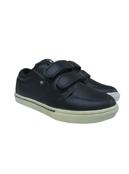 Rip Curl Kids Transit Vulc Velcro Sneakers - Black | Comfortable & Durable Skate Shoes for Boys & Girls | Perfect for School, Skateboarding & Outdoor Activities