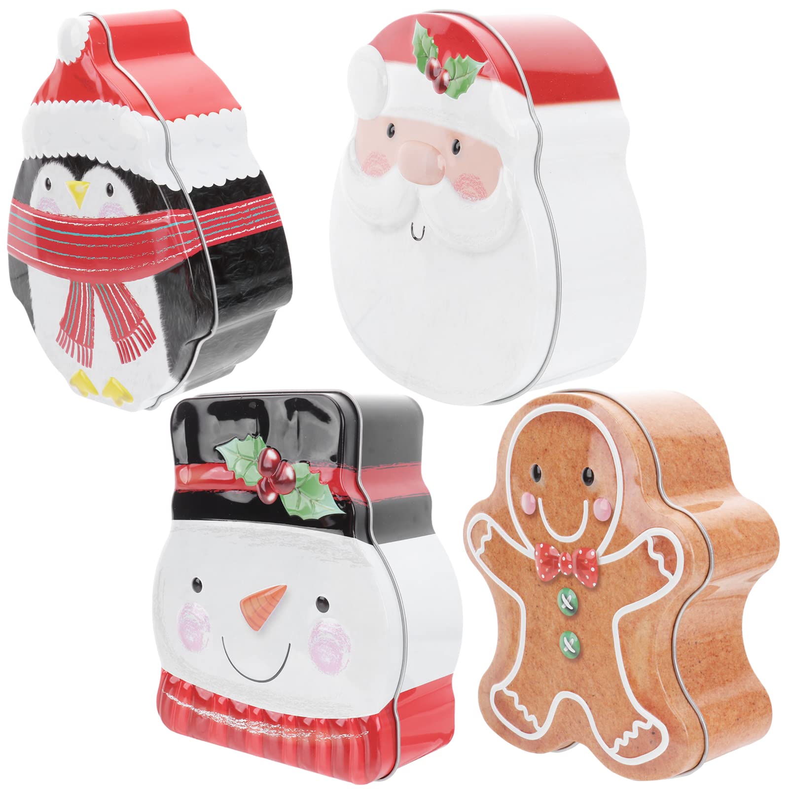 DOITOOL 4Pcs Christmas Tinplate Candy Boxes - Holiday Gift Containers for Chocolates, Cookies & Treats | Perfect for Christmas Decorations, Party Favors & Home Decor