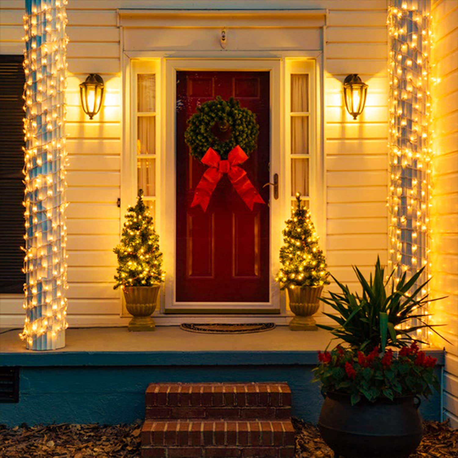 JMEXSUSS 250 LED Connectable Christmas Lights - 91.5ft Warm White String Lights with 8 Modes for Indoor Outdoor Use - Perfect for Christmas Tree, Party, Wedding, Garden & Home Decoration