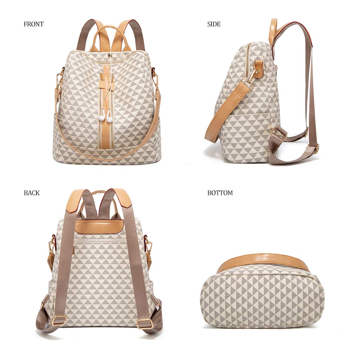 Stylish Convertible PU Leather Backpack Purse for Women - 2-in-1 Travel Satchel & Handbag Set - Perfect for Work, Travel & Daily Use