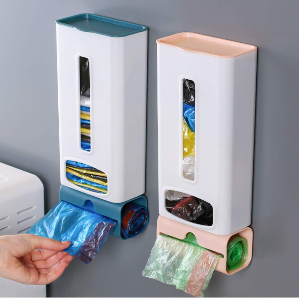 Wall-Mounted Plastic Bag Dispenser & Organizer - Space-Saving Grocery/Garbage Bag Storage Box for Kitchen, Pantry, Retail Stores & Warehouses (Upgraded Pink, 1 Pack) - Perfect for Home Organization & Commercial Use