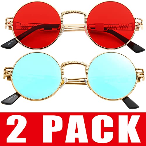2 Pack (Gold/Red + Gold/Blue Mirrored)