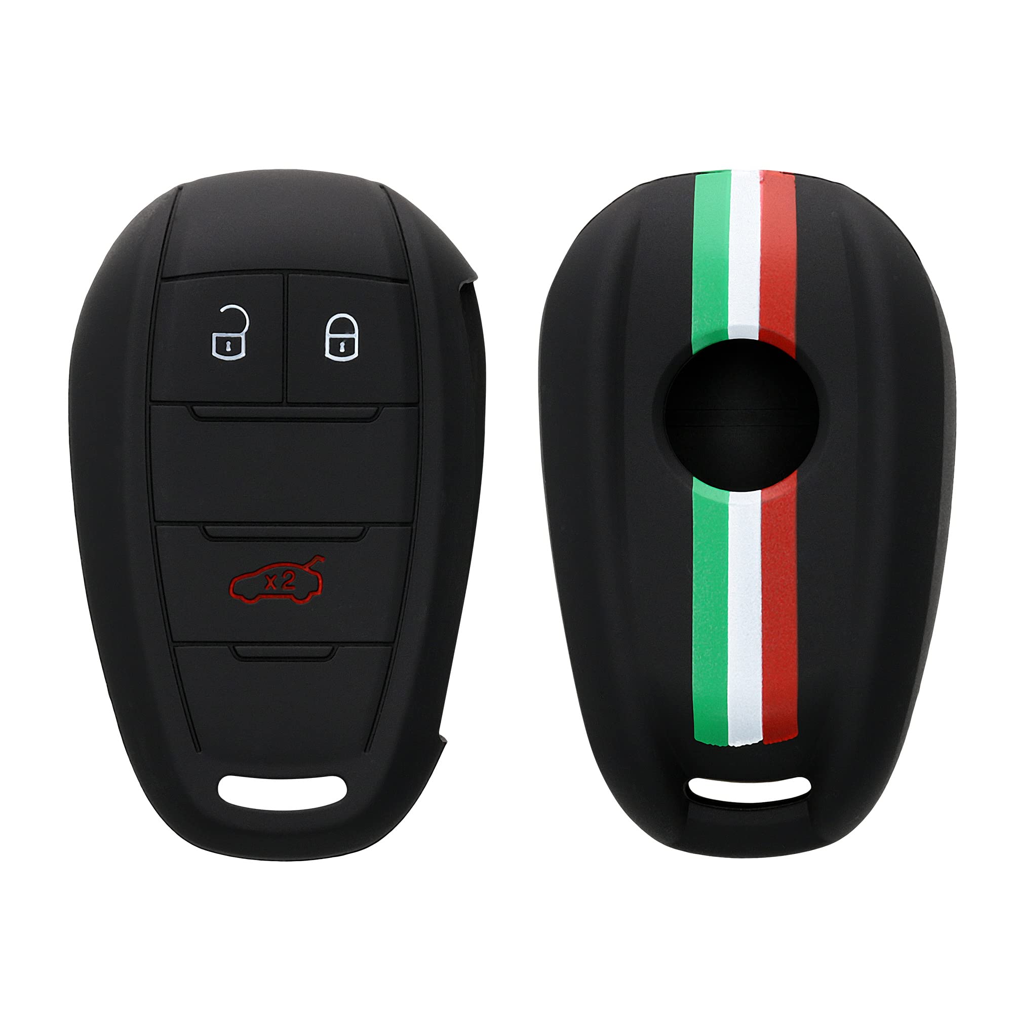 kwmobile Silicone Key Fob Cover for Alfa Romeo 3 Button Remote Car Key - Durable Protective Case for Keyless Entry Fob - Perfect for Daily Use, Travel & Car Protection