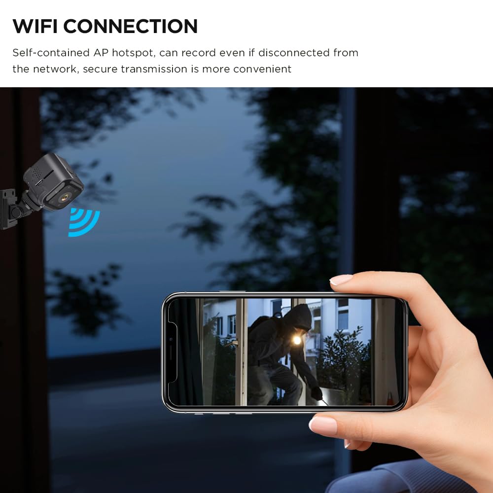 Andoer 1080P Smart WiFi Security Camera with Two-Way Audio, Night Vision & Motion Detection - Wireless Indoor Camera for Home, Baby Monitor & Pet Camera (Built-in Battery) - Perfect for Home Security, Office Monitoring & Smart Home Automation