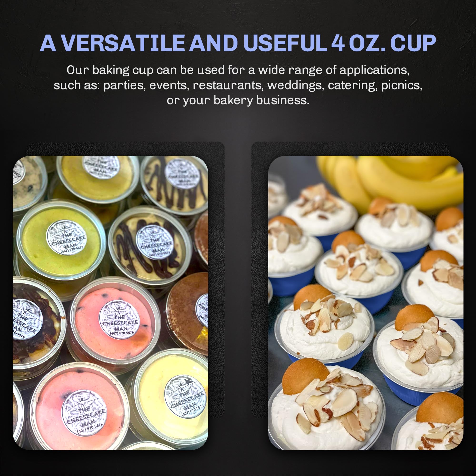 KitchenDance 4oz Disposable Colored Aluminum Baking Cups with Lids - 2000 Pack Blue Foil Pans for Creme Brulee, Flan, Cupcakes, Desserts - Perfect for Baking, Cooking, Meal Prep & Party Serving