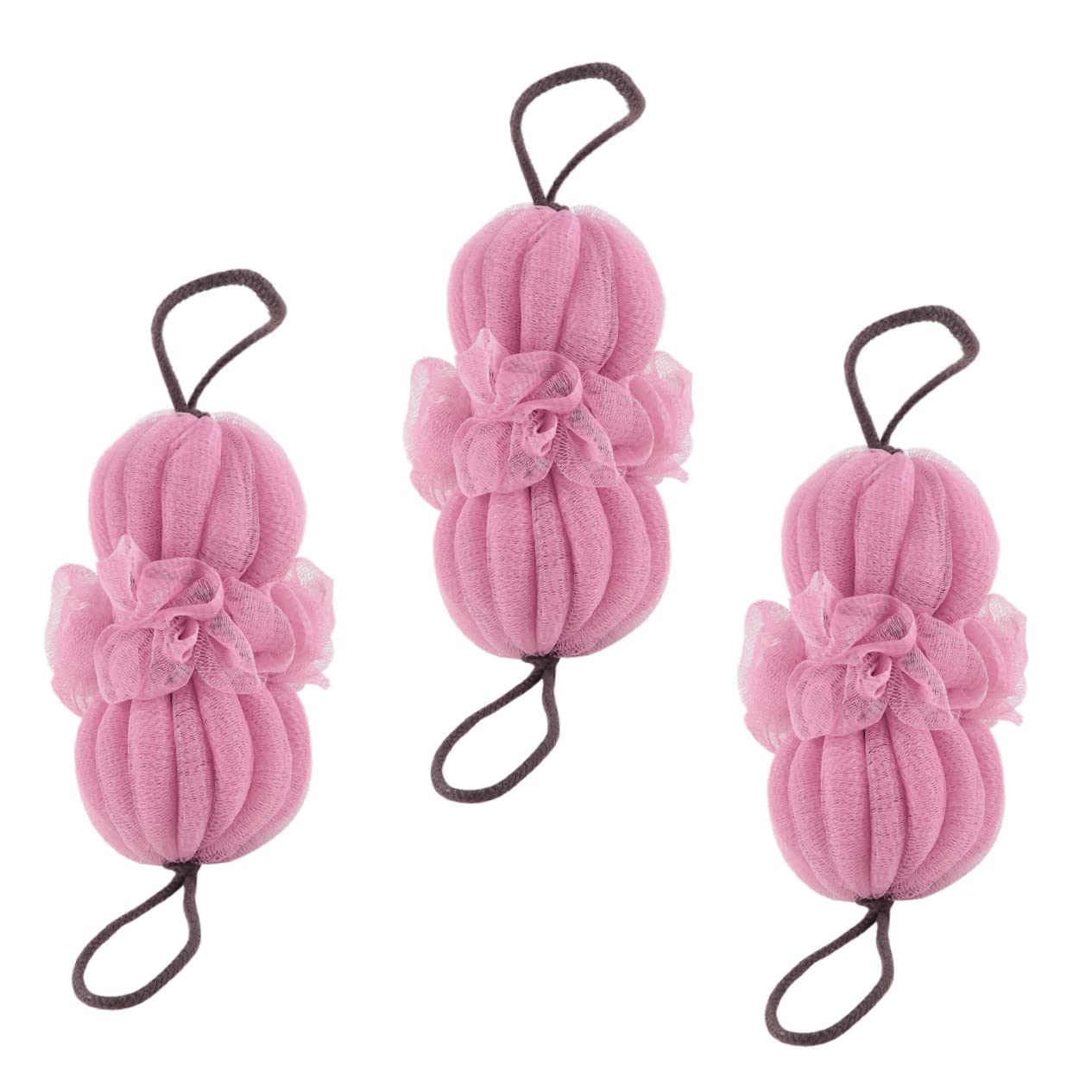 FOMIYES 3-Pack Kids Bath Sponge Set - Soft Baby Shower Loofah Puffs for Gentle Exfoliation & Cleansing | Cute Pink Bath Balls for Toddlers & Children | Perfect for Sensitive Skin & Fun Bath Time