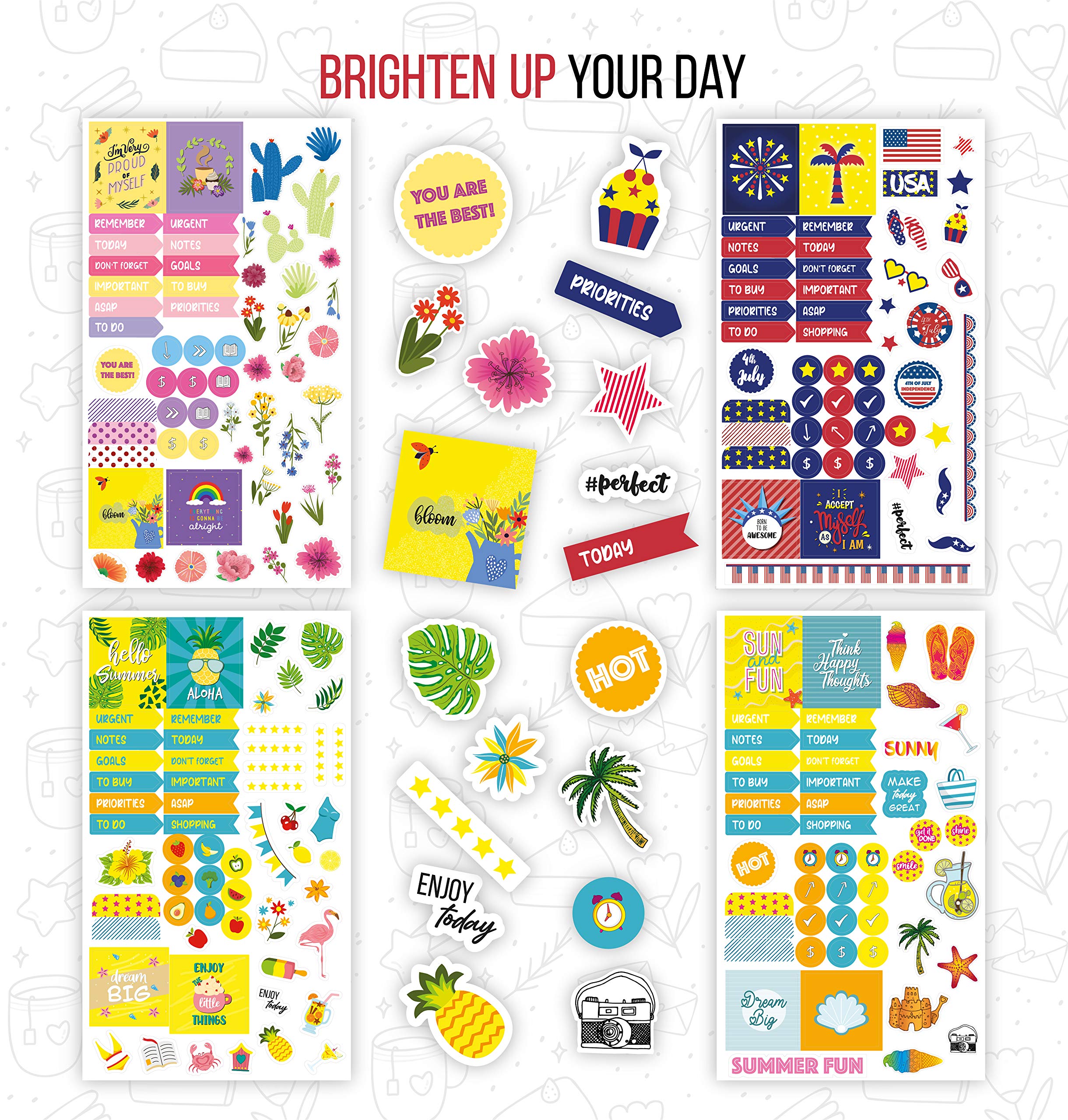 Aesthetic Planner Stickers - 718 Productivity, Seasonal & Holiday Stickers (13 Sheets) - Perfect for Bullet Journals, Calendars, Planners & DIY Scrapbooking - Great for Organizing, Gift Giving & Creative Planning