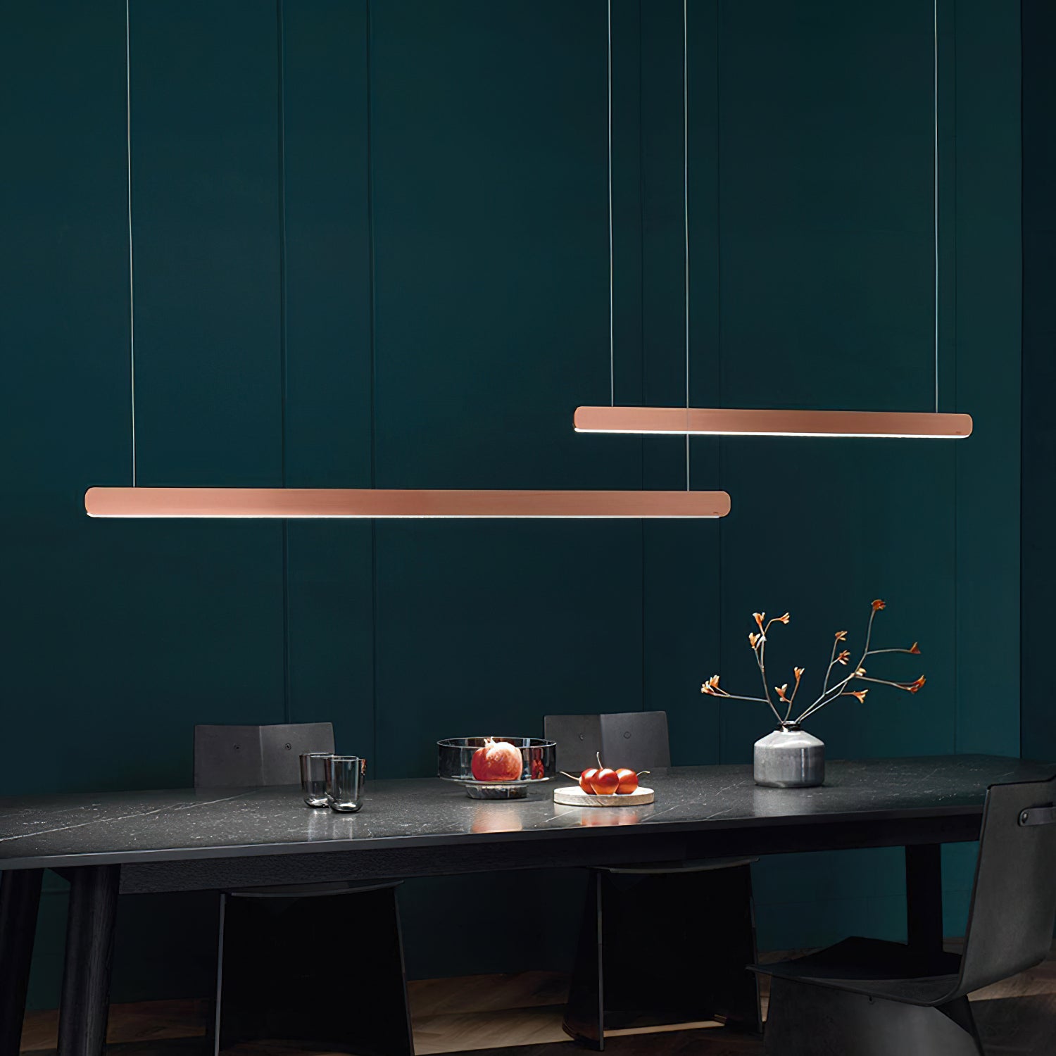Modern Linear Pendant Light - Adjustable LED Hanging Lamp for Kitchen Island, Dining Room & Office - Sleek Minimalist Design with Warm/Cool Lighting Options