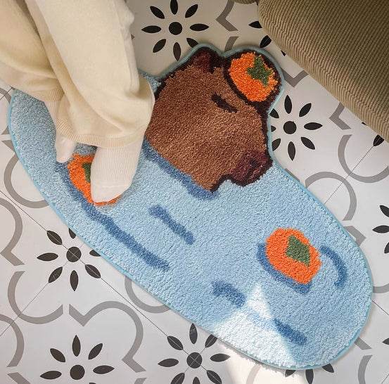 Soft and Cute Capybara Plush Rug - Cozy Animal Print Floor Mat for Kids Room, Nursery, or Living Room Decor