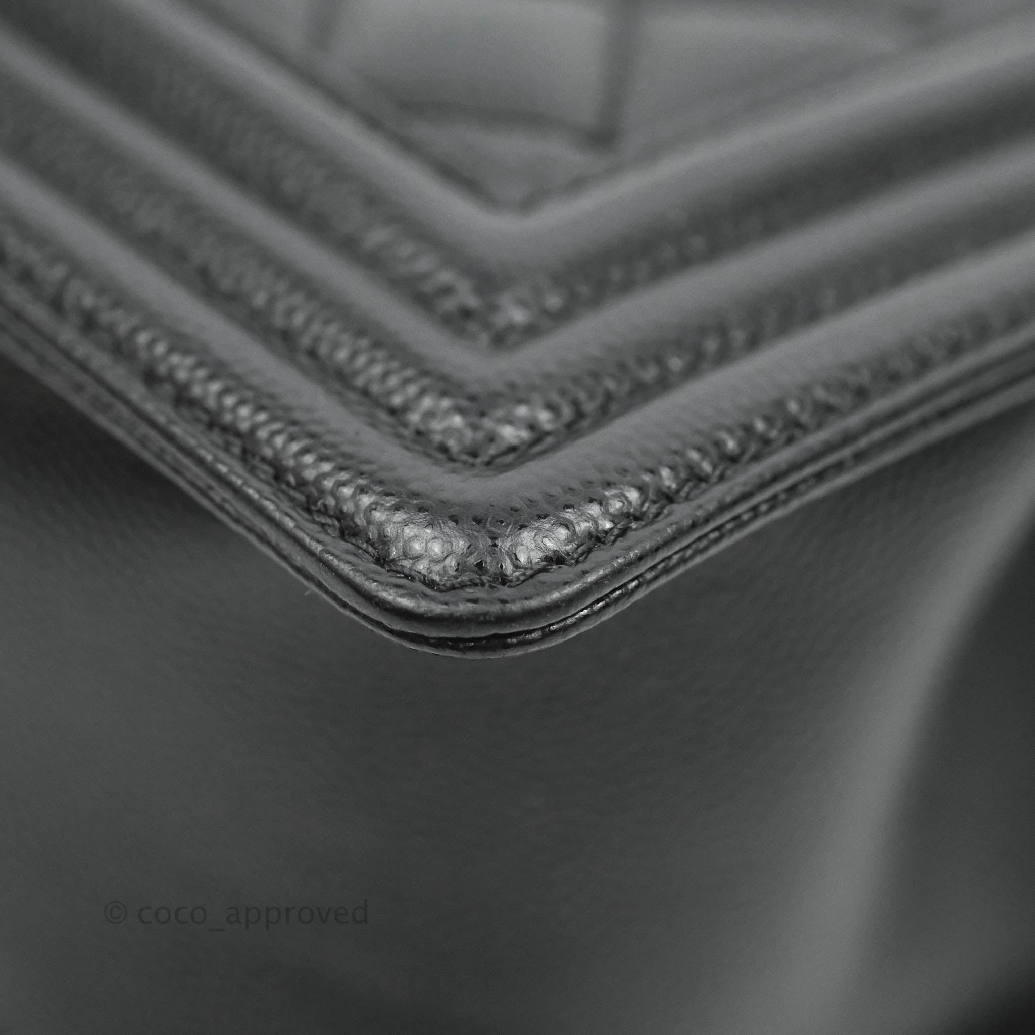 Chanel Boy Quilted Medium Handbag in Black Caviar Leather with Ruthenium Hardware - Perfect for Evening Events, Parties & Luxury Fashion Accessories