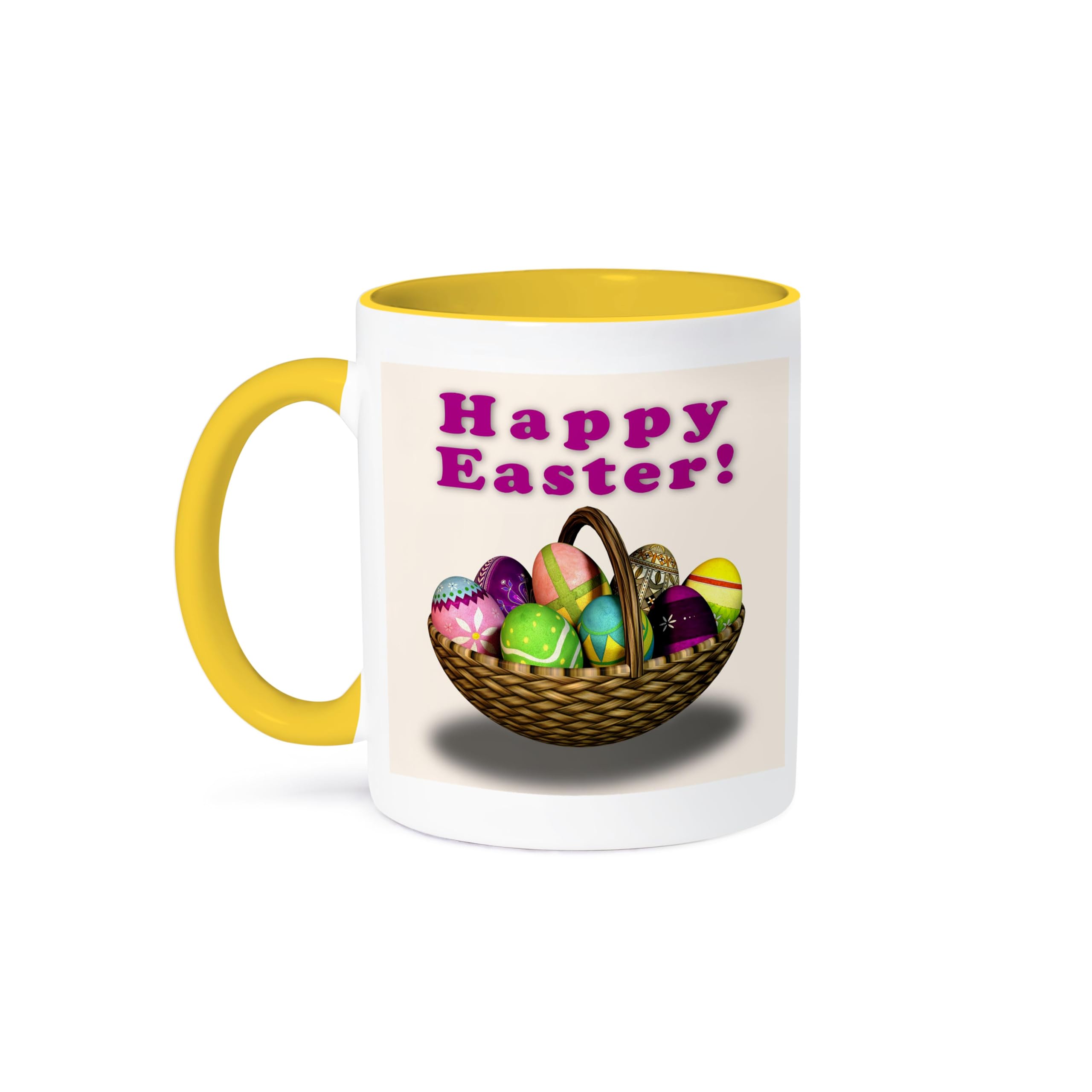 3D Rose 15oz Easter Eggs Basket Graphic Coffee Mug - Funny Holiday Easter Coffee Cup Gift for Women & Men - Perfect for Easter Celebrations, Office Use, and Home Decor