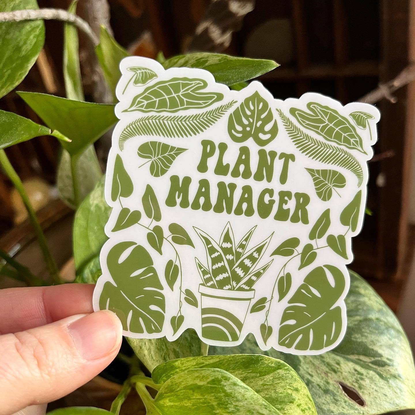 Plant Manager Green Vinyl Sticker - Waterproof & Durable Decal for Laptops, Water Bottles & Notebooks - Perfect for Office, School & Home Decor
