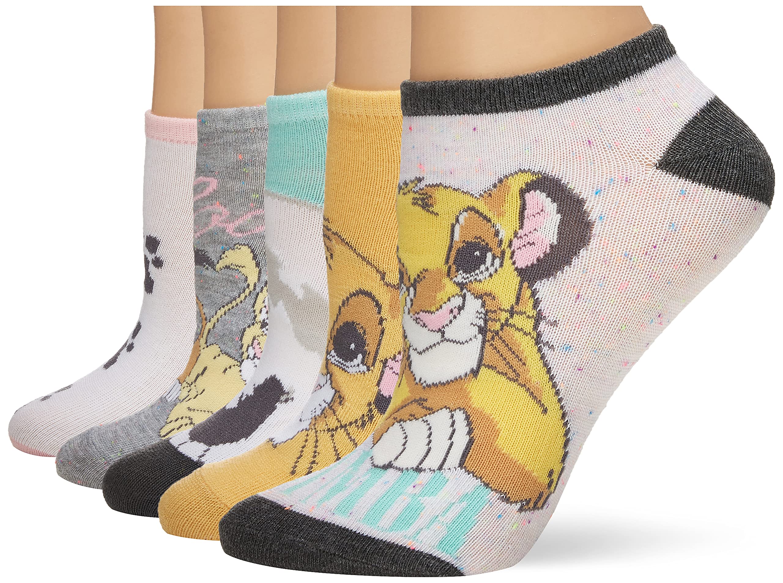 Disney Lion King No Show Socks for Women - 5 Pack Low Cut Invisible Socks - Perfect for Sneakers, Loafers & Everyday Wear