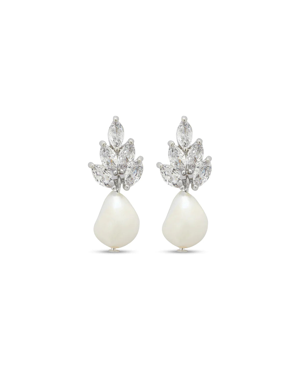 Elegant Bridal Earrings with Crystal Stud & Natural Freshwater Pearl Drop - Perfect for Weddings, Prom & Special Occasions | Stephanie Browne Collection