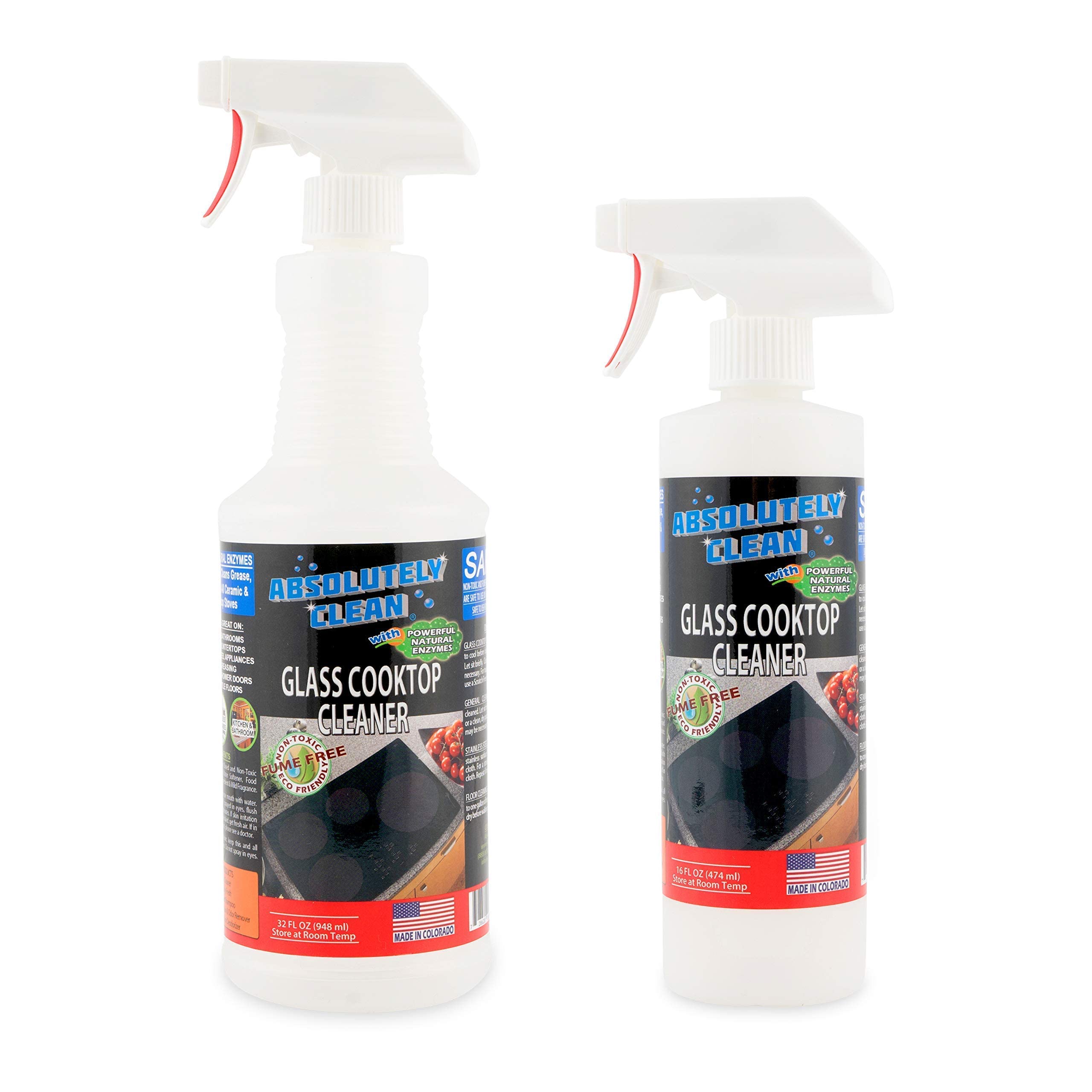 Powerful Heavy-Duty Ceramic & Glass Stove Top Cleaner – Fume-Free, Scratch-Free, Streak-Free Formula with Natural Enzymes – Made in USA (32 oz) – Ideal for Kitchen Cleaning, Stove Maintenance & Grease Removal