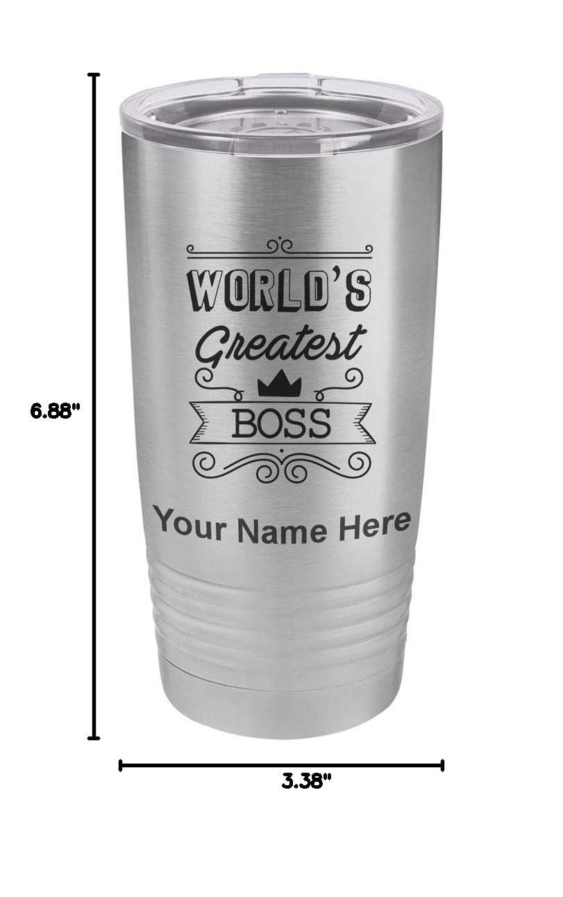 LaserGram 20oz Vacuum Insulated Stainless Steel Tumbler Mug with Personalized Engraving - Perfect Gift for Bosses, Coworkers & Office Use - Keeps Drinks Hot/Cold for Hours