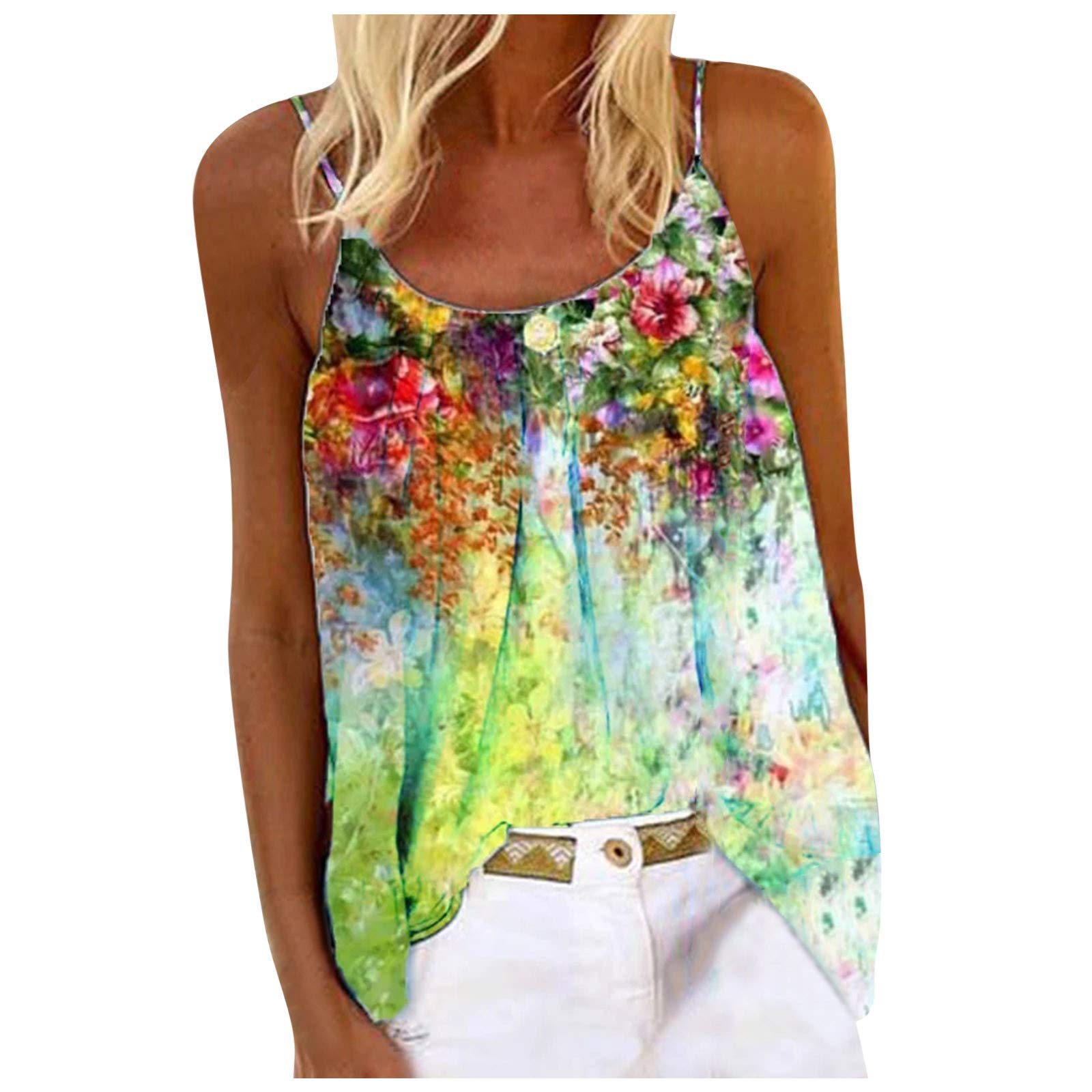 Sexy Women's Sleeveless V-Neck Printed Vest Top - Fashion Blouse for Casual Wear, Summer Outfits & Layering