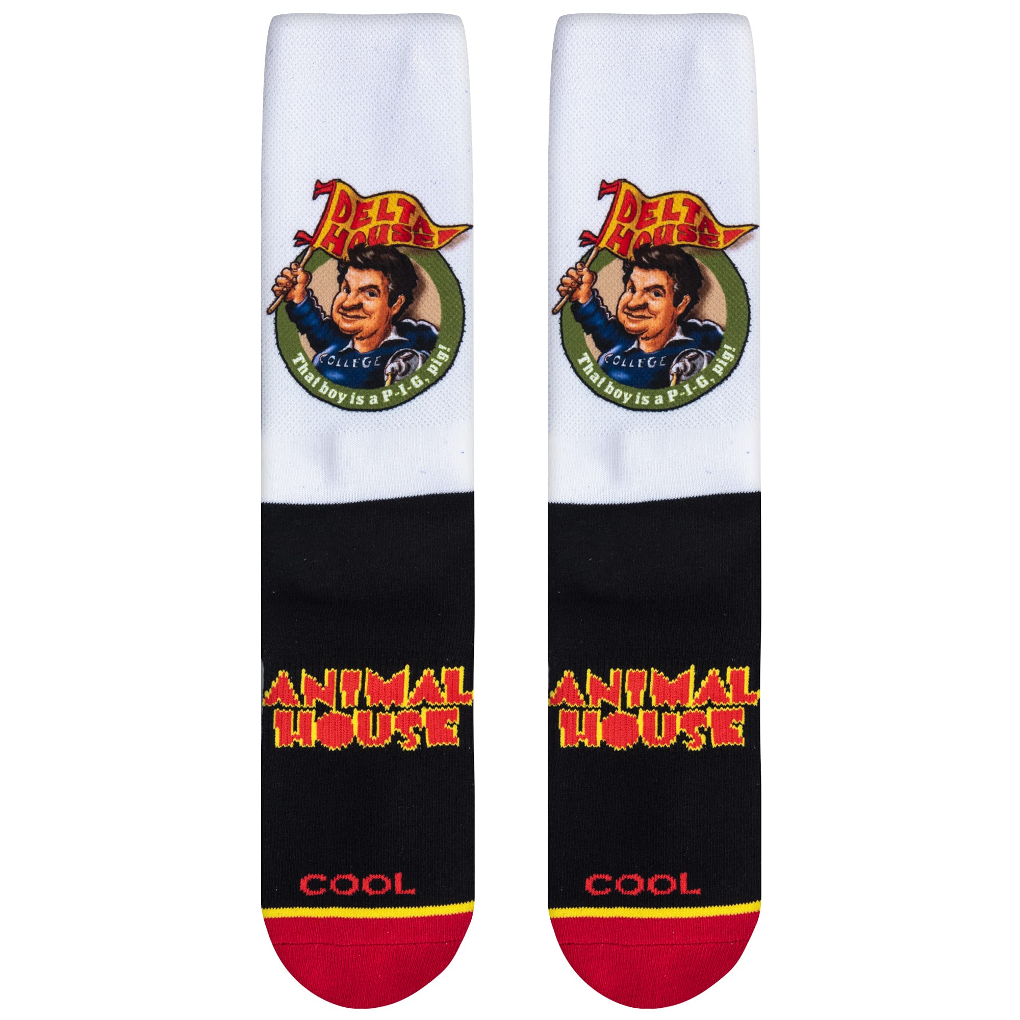 Funny Animal House Delta House Graphic Print Crew Socks for Men & Women - Large Size - Perfect for Gifts, Parties, and Casual Wear